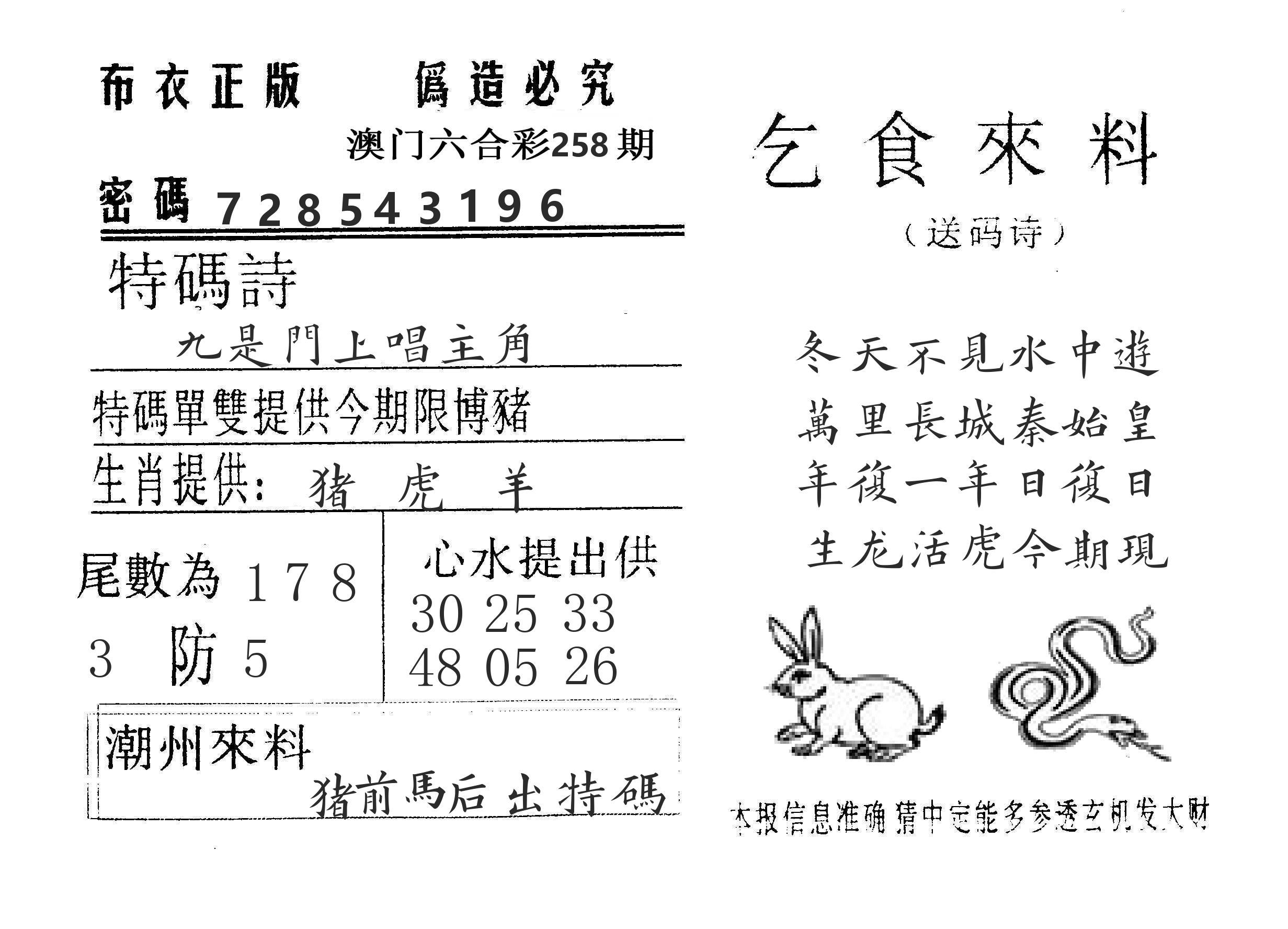 乞食来料 第258期