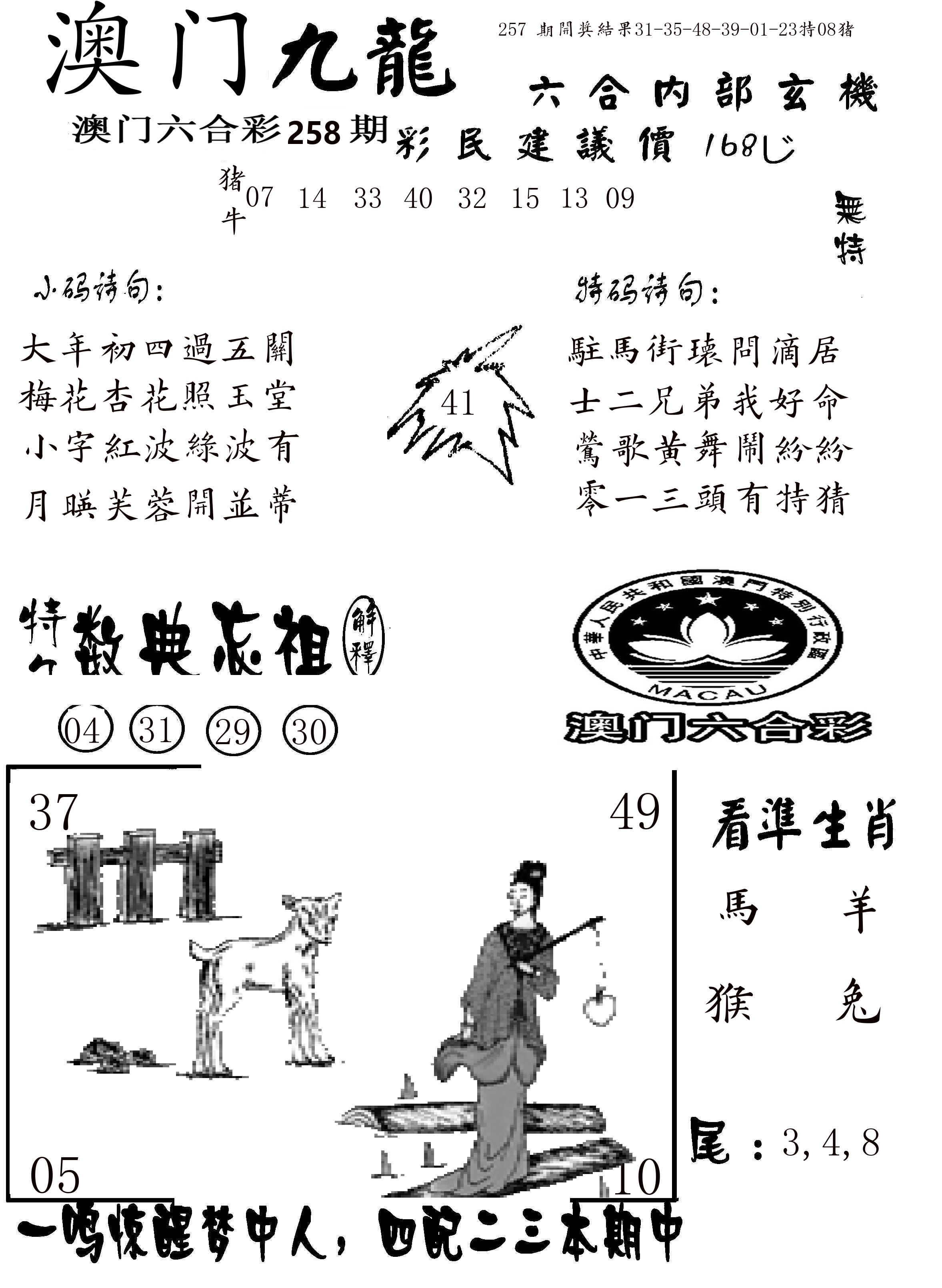 澳门传真1 第258期