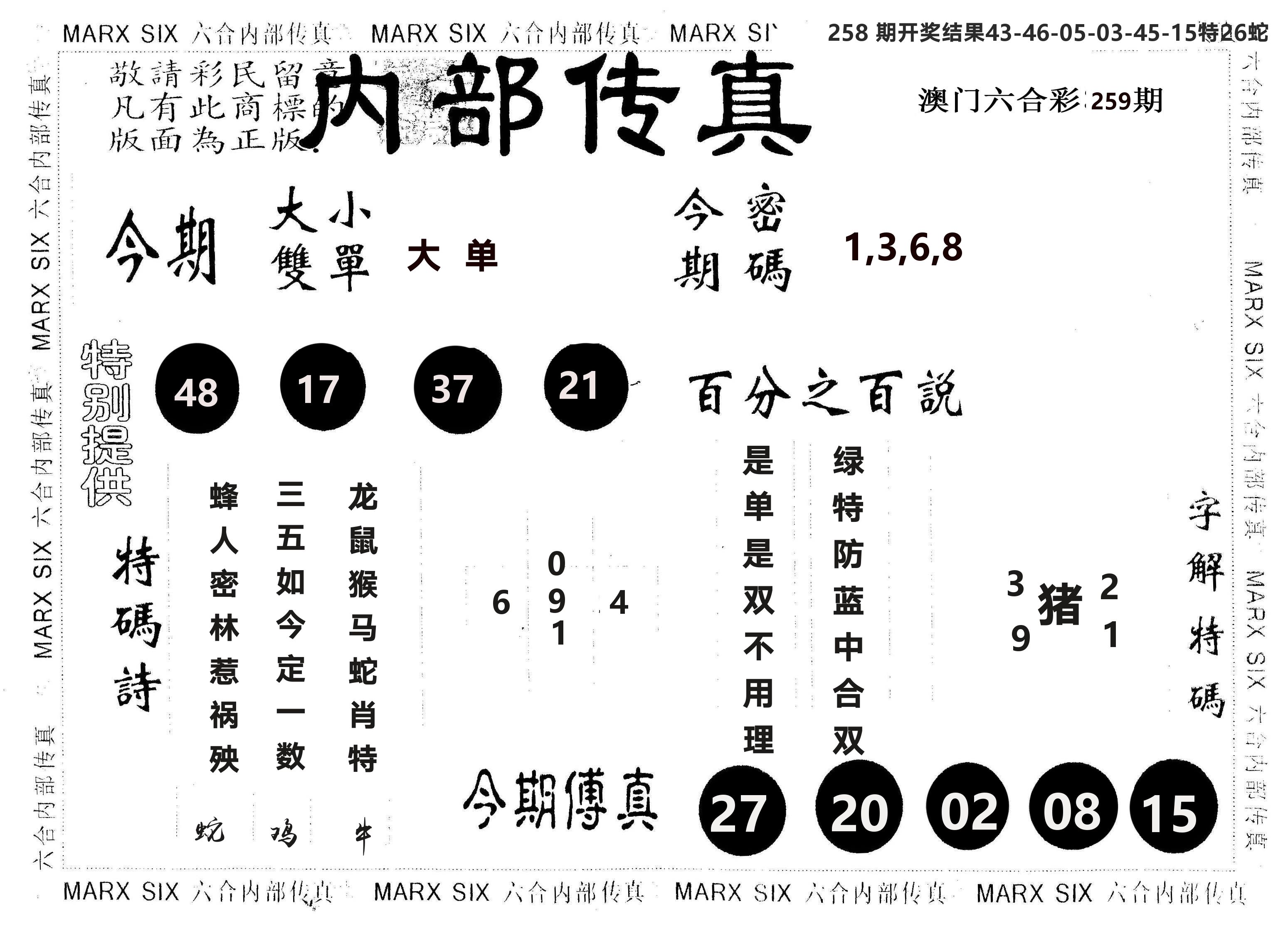 另版内部传真 第259期