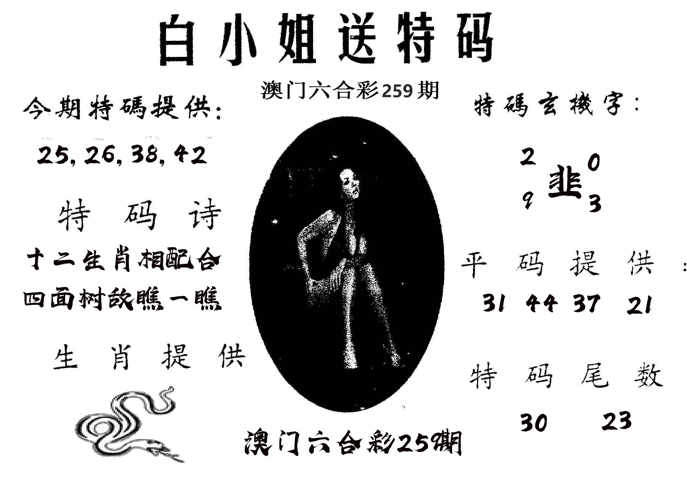 白姐送特 第259期