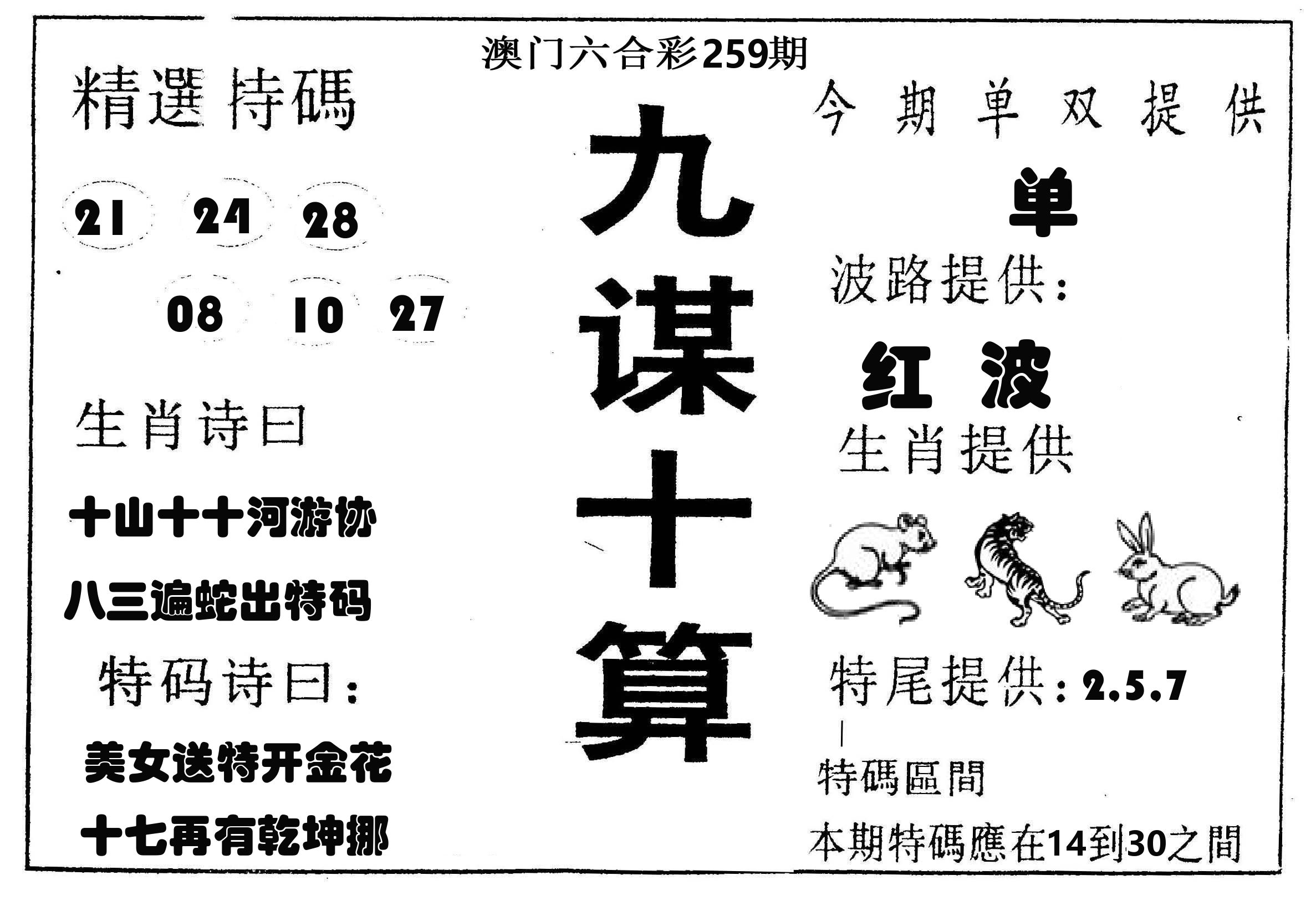 九谋十算 第259期