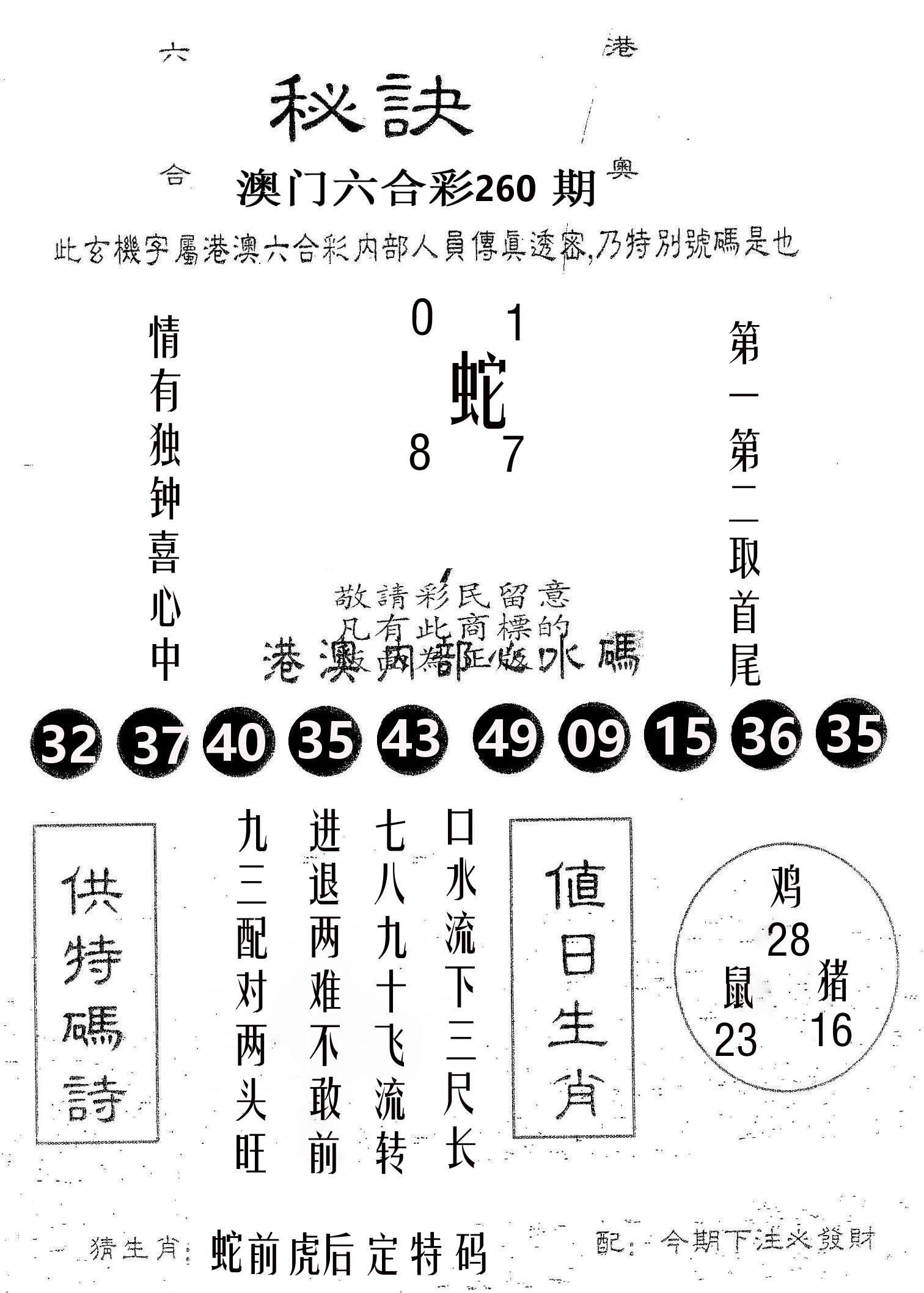 秘决 第260期