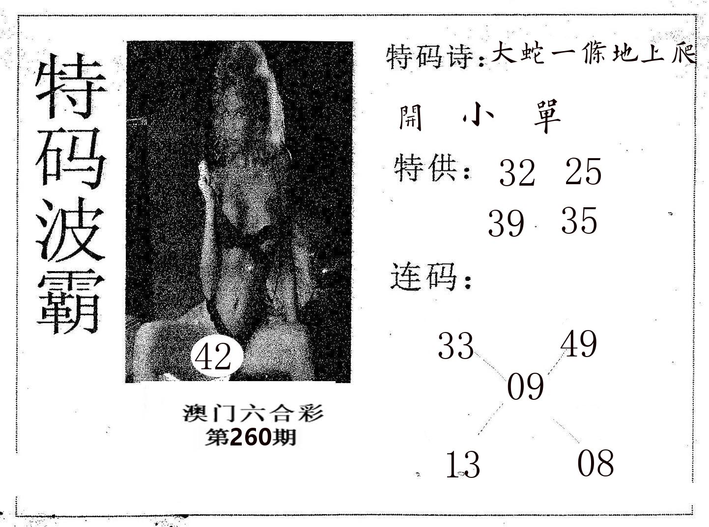 特码波霸 第260期