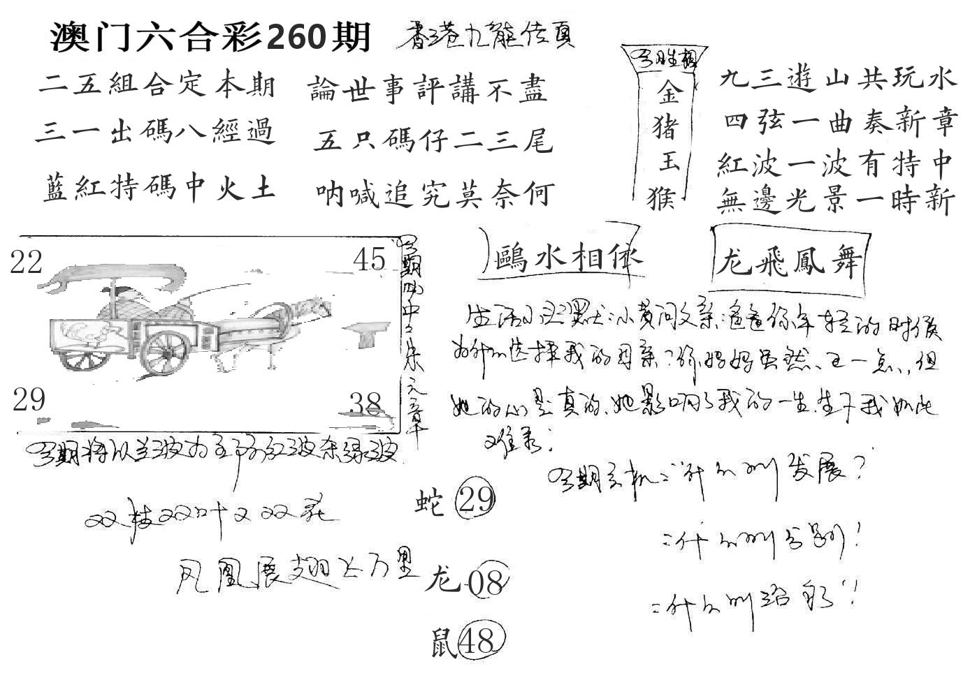 澳门手写九龙 第260期
