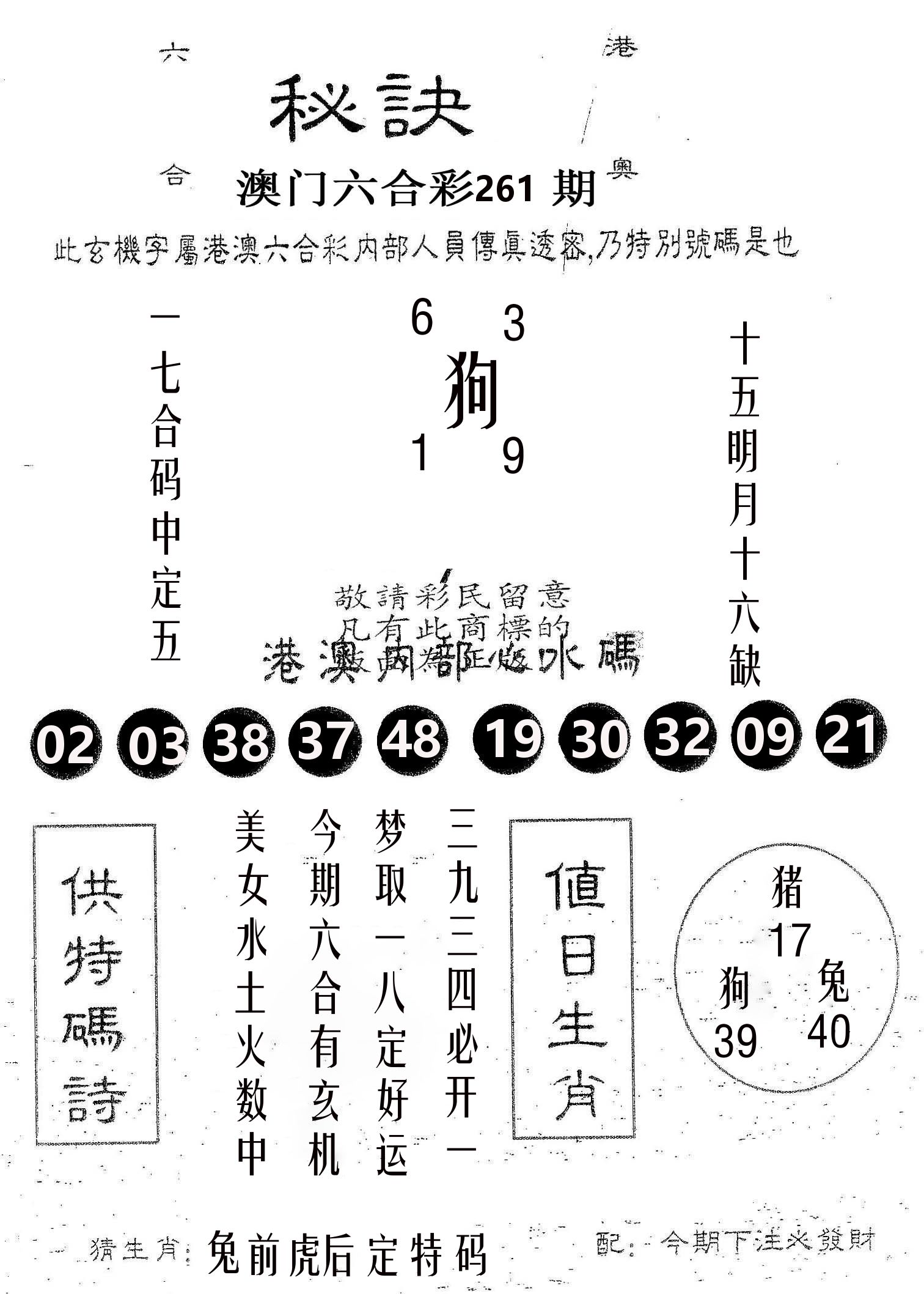 秘决 第261期