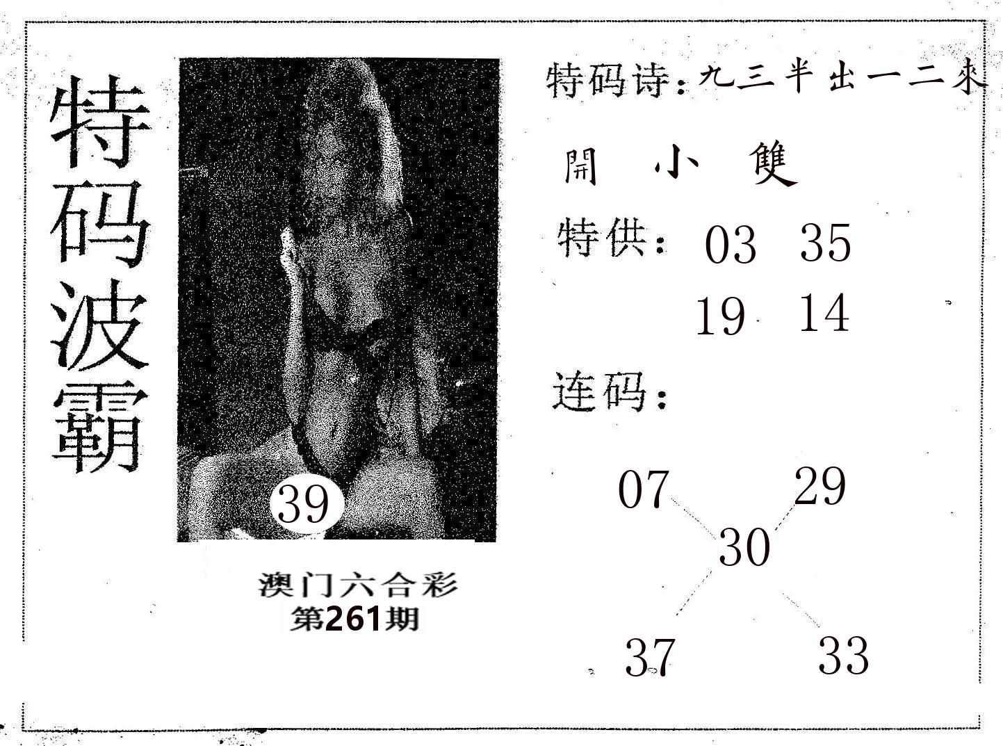 特码波霸 第261期