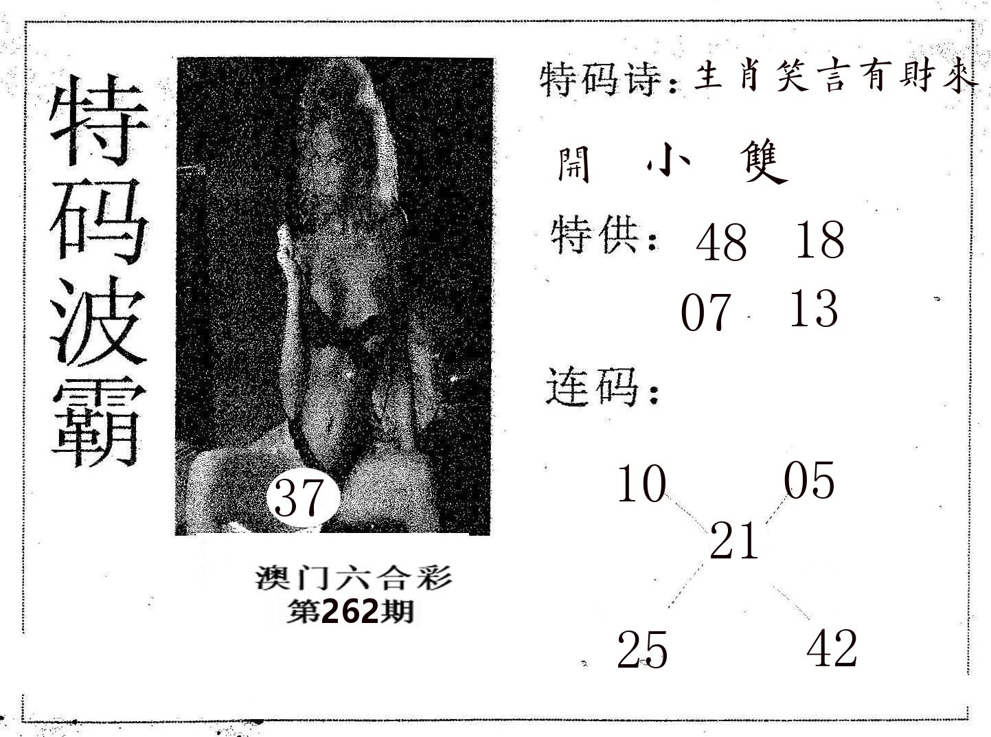 特码波霸 第262期