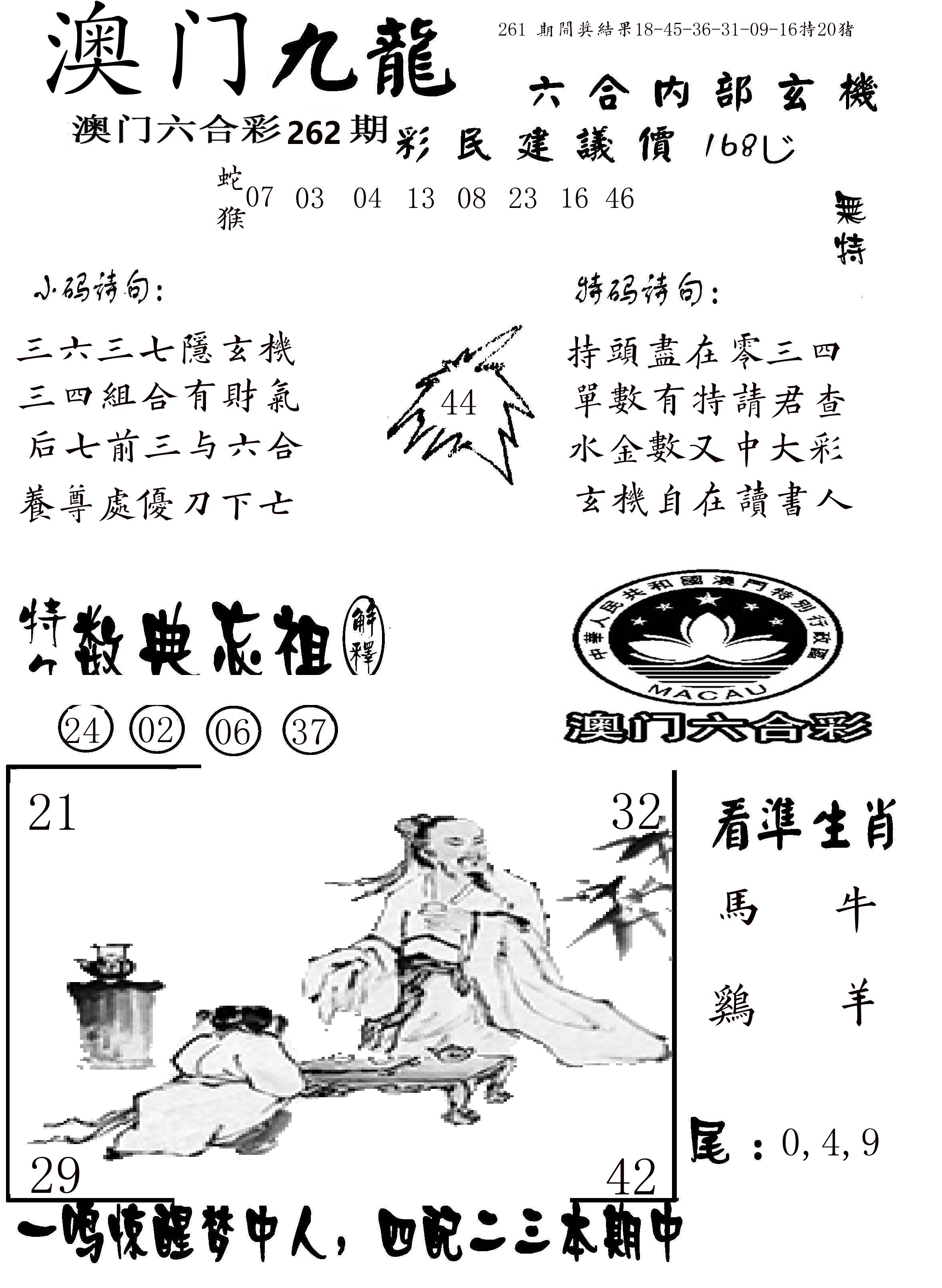 澳门传真1 第262期
