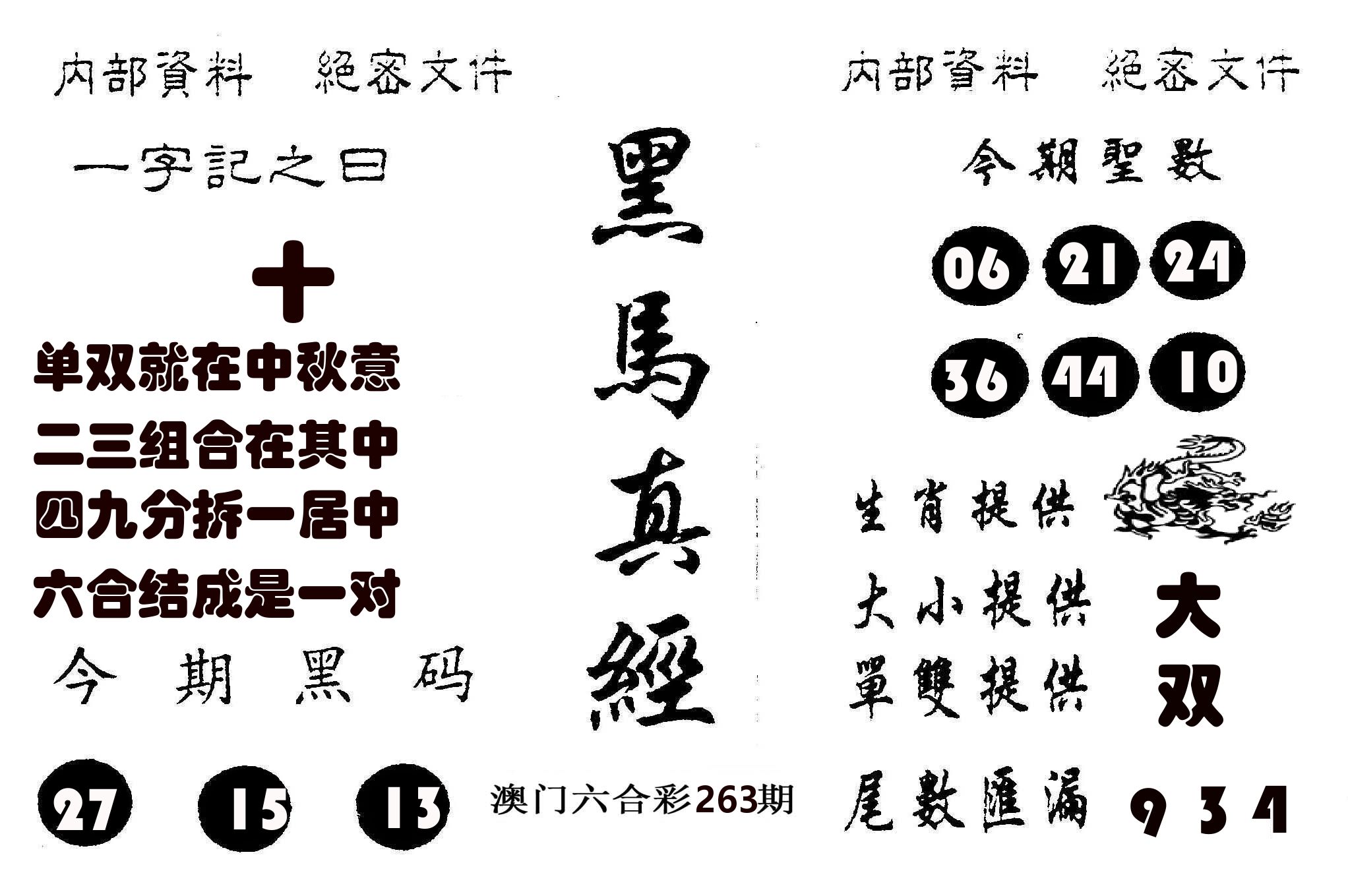 黑马真经 第263期