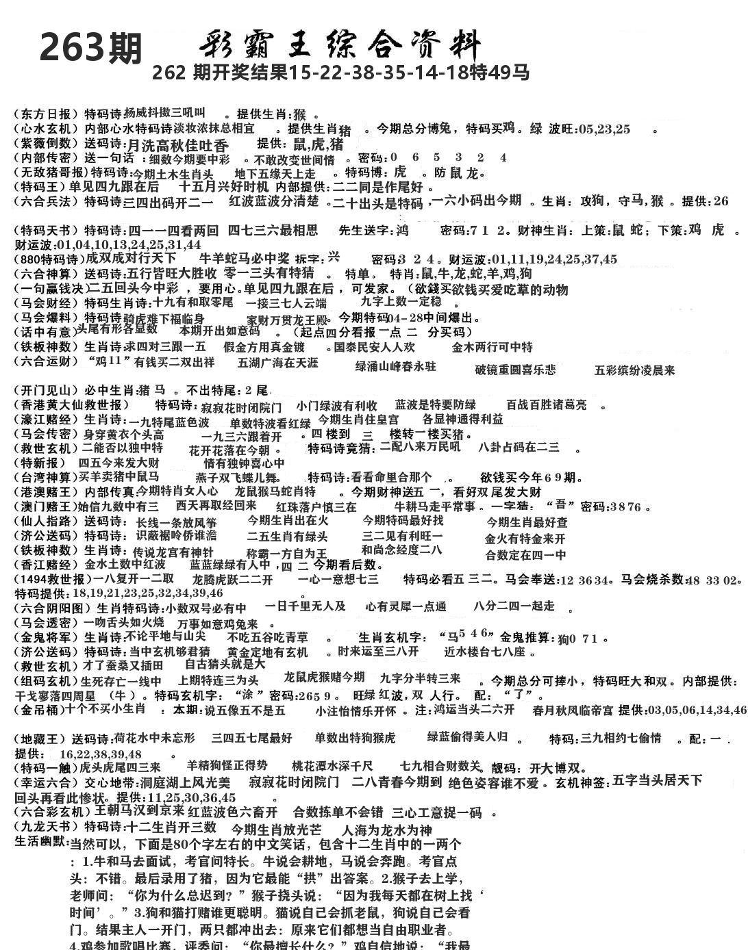 澳门综合资料 第263期