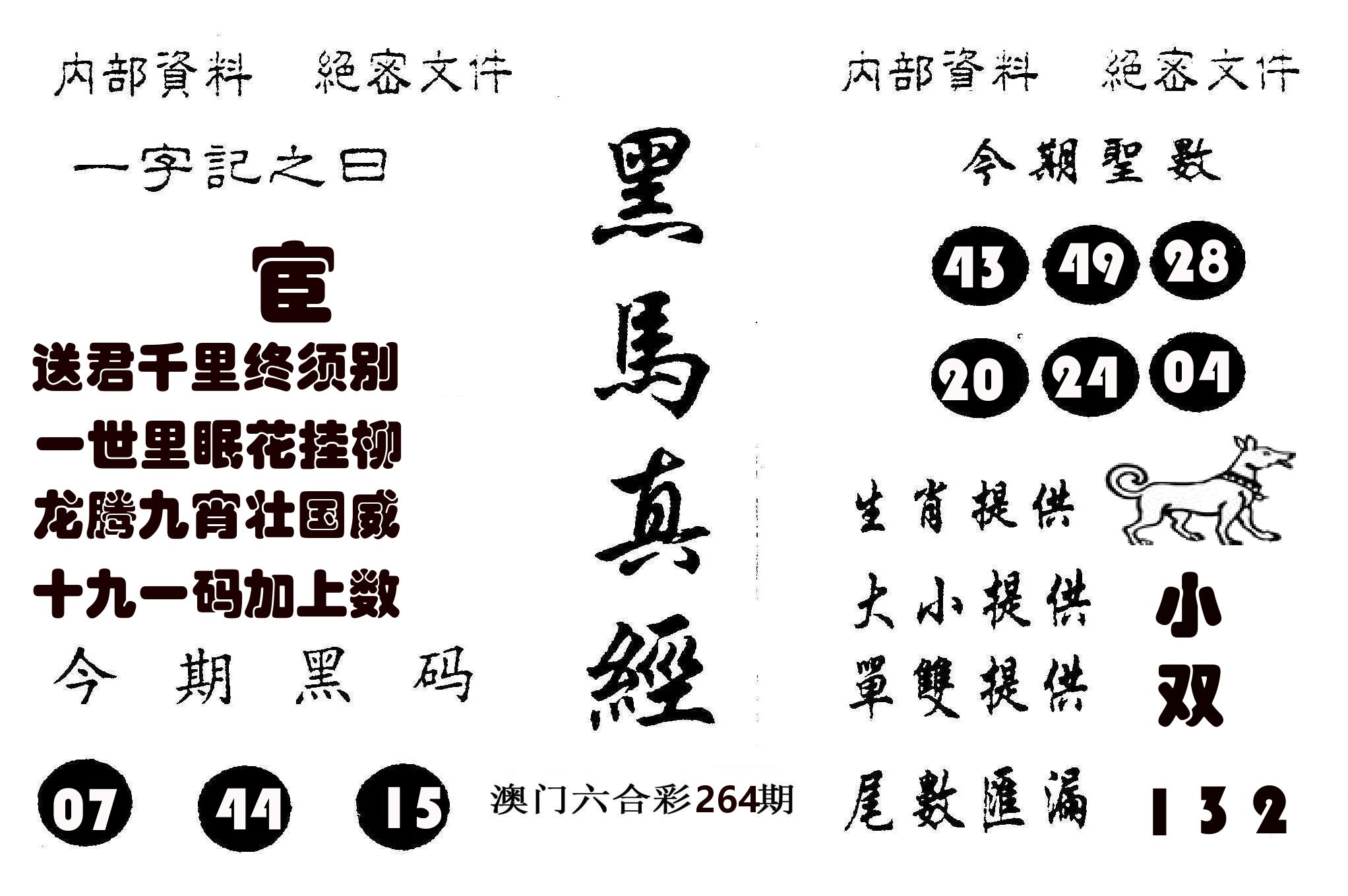 黑马真经 第264期