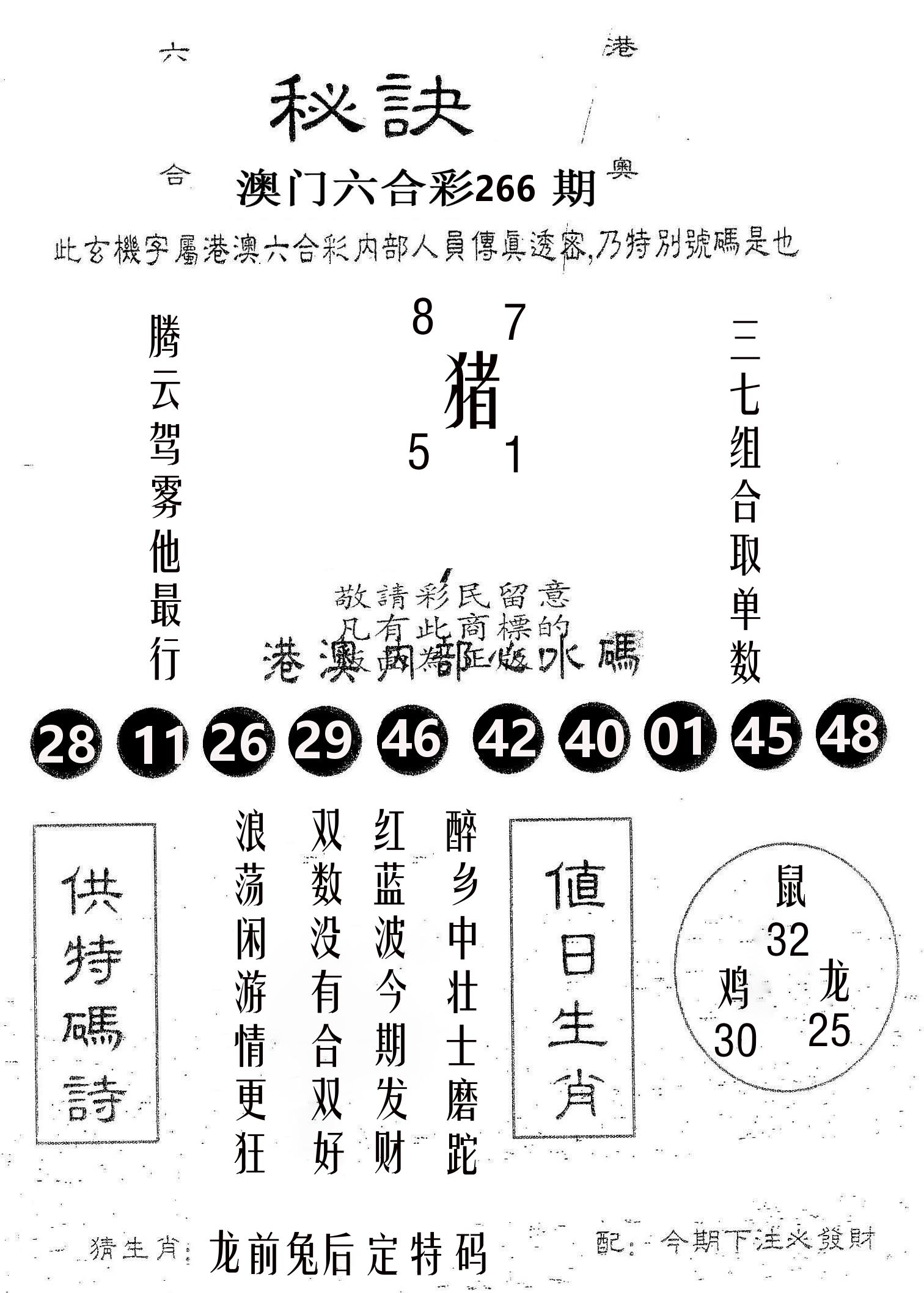秘决 第266期