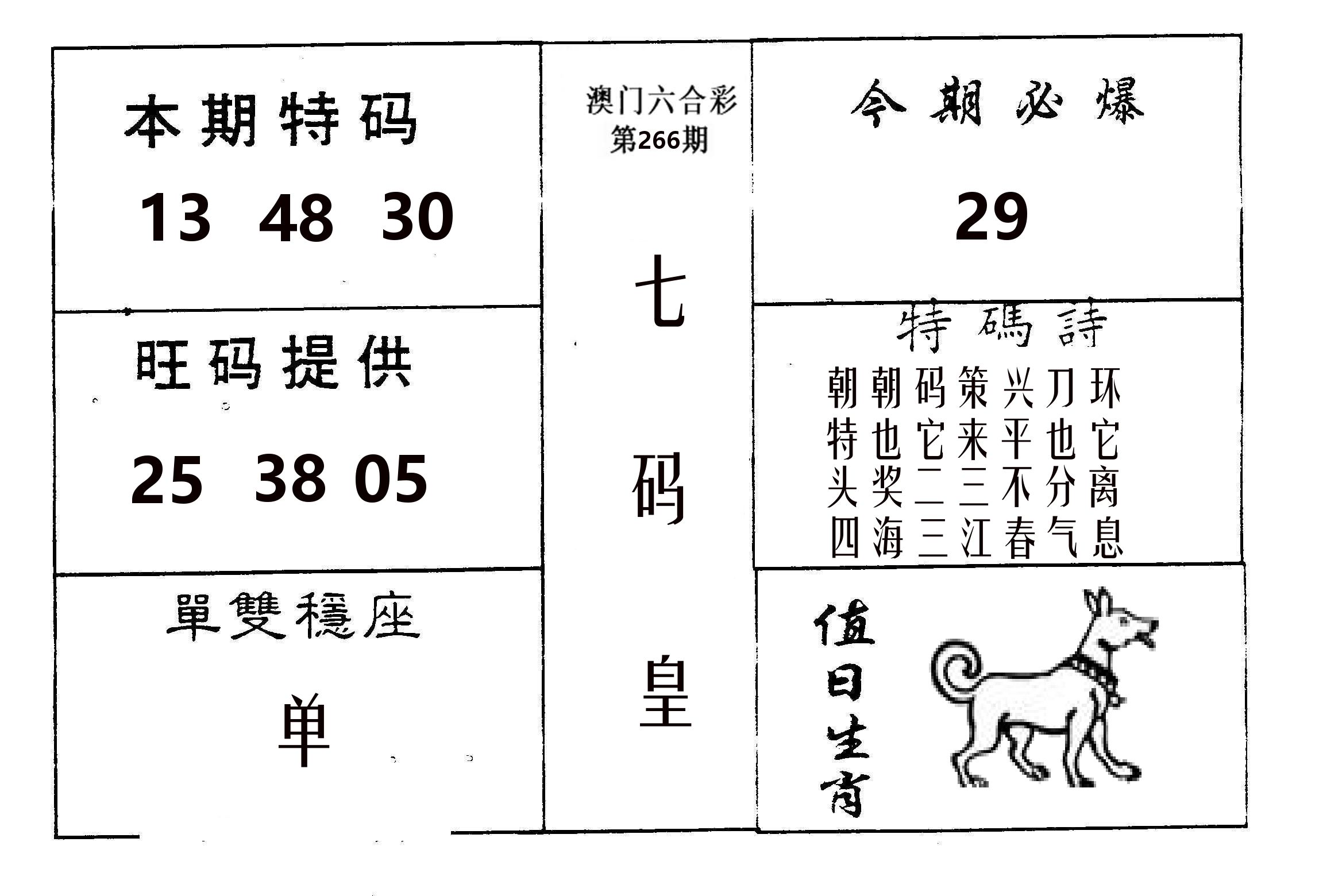 七码皇 第266期