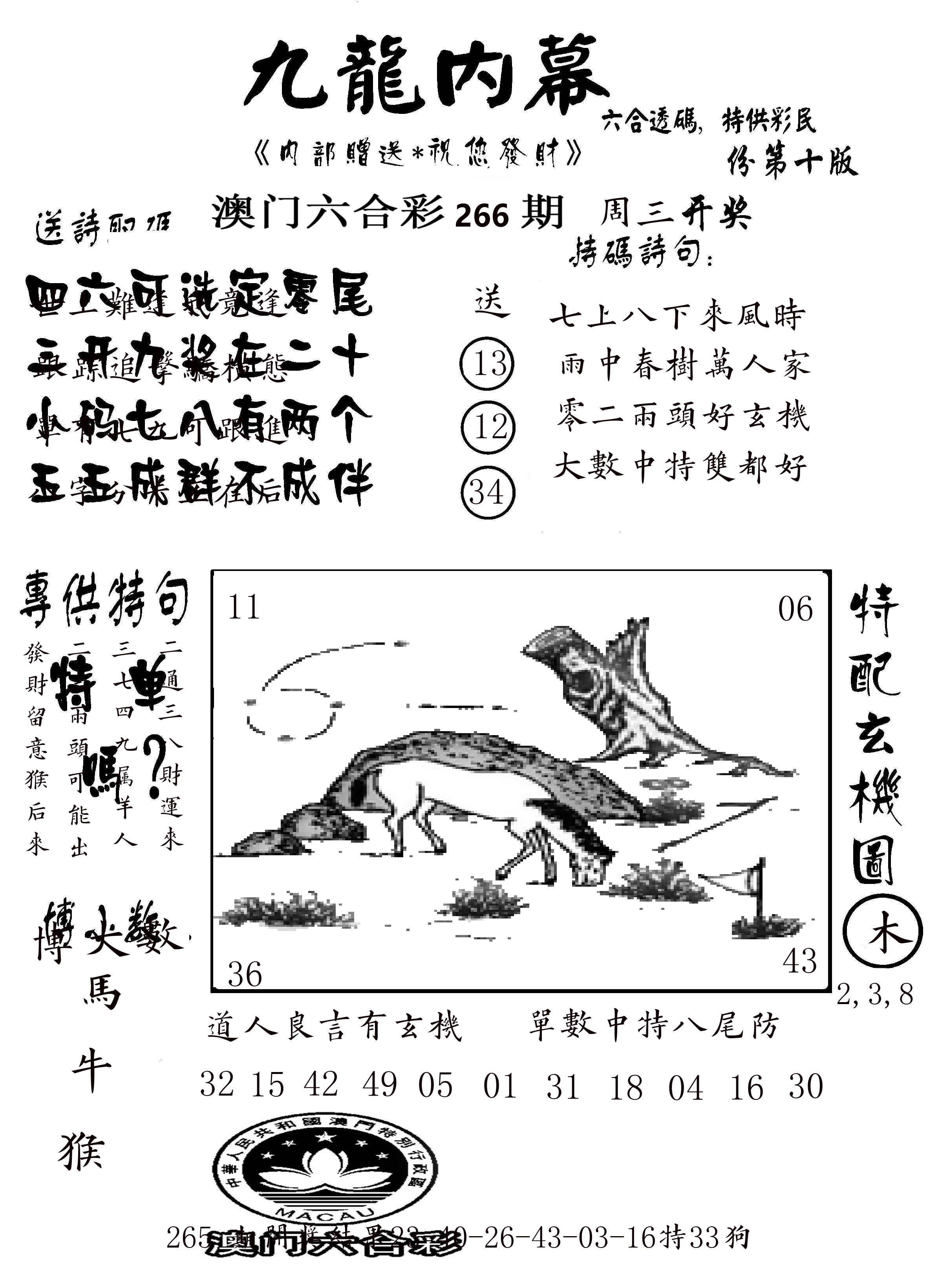 澳门传真2 第266期