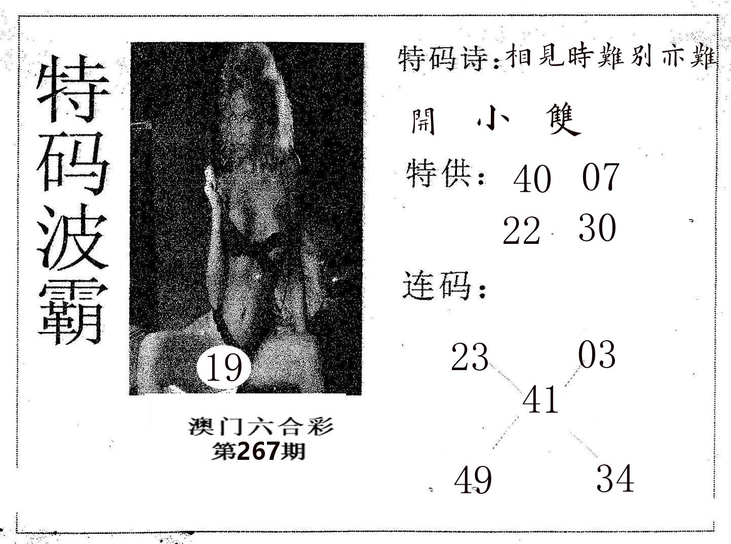 特码波霸 第267期