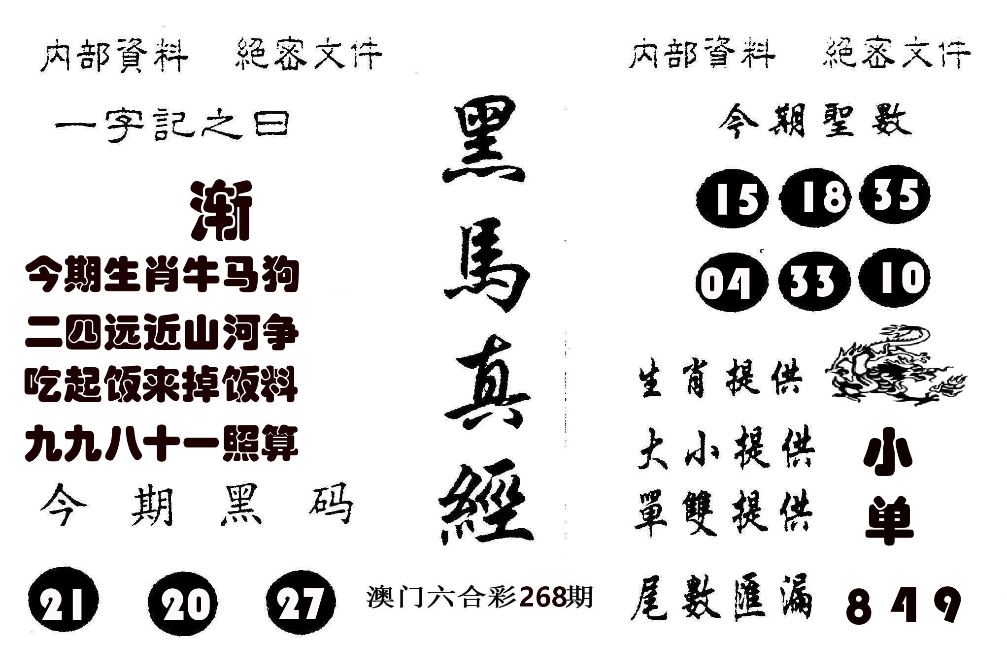 黑马真经 第268期