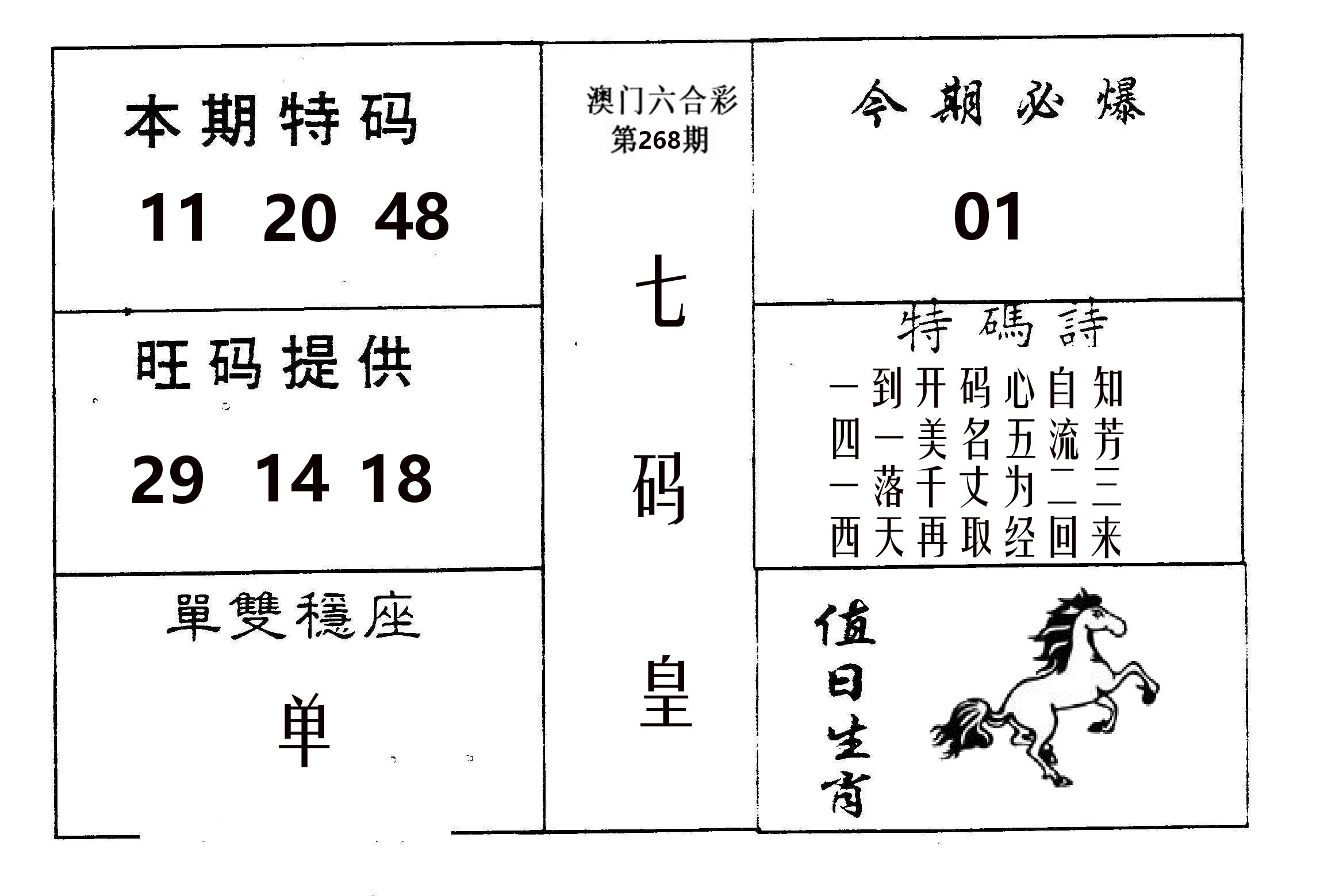 七码皇 第268期