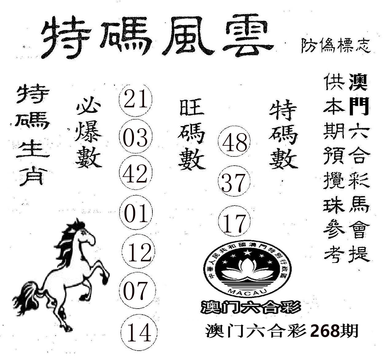 特码风云 第268期