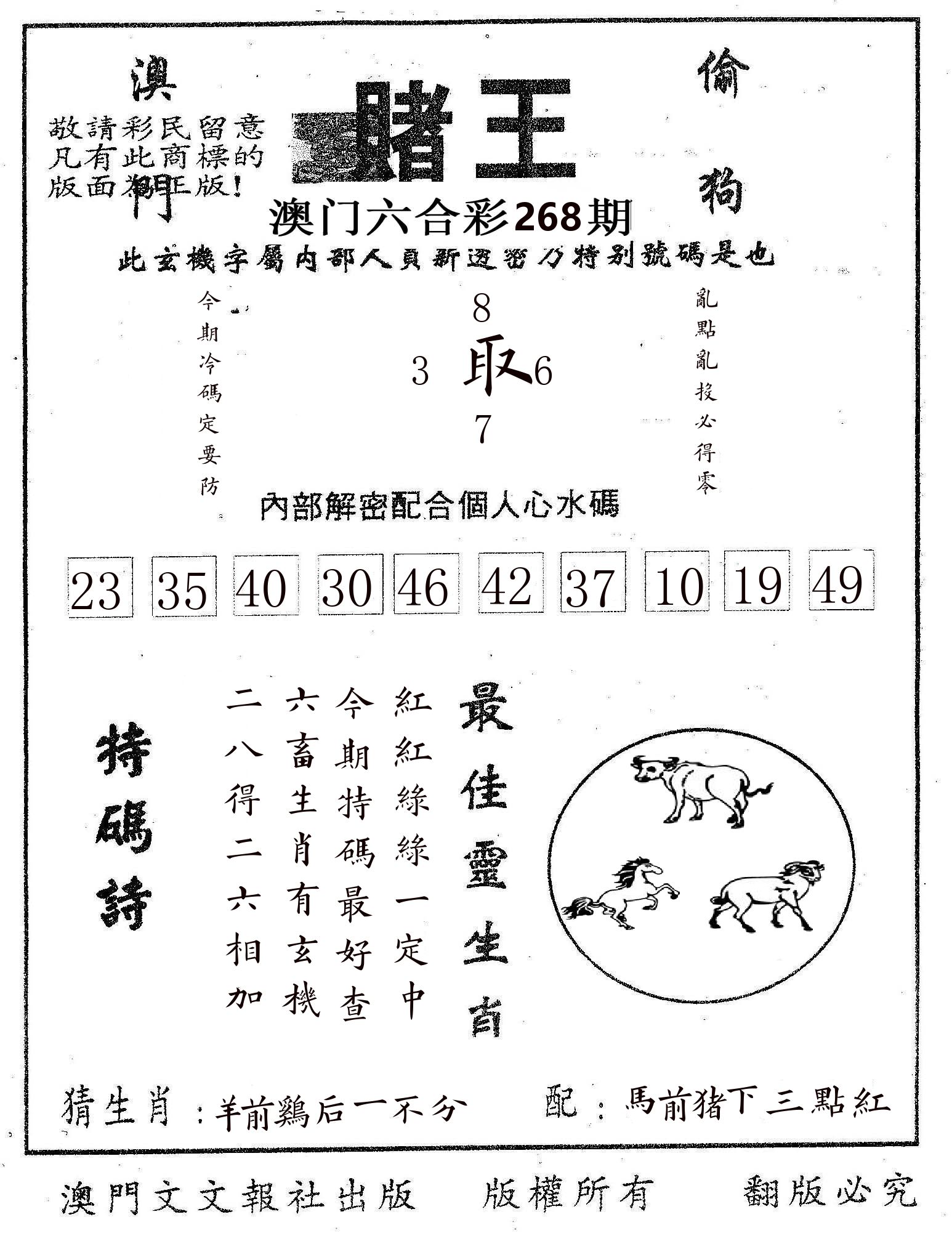 赌王 第268期