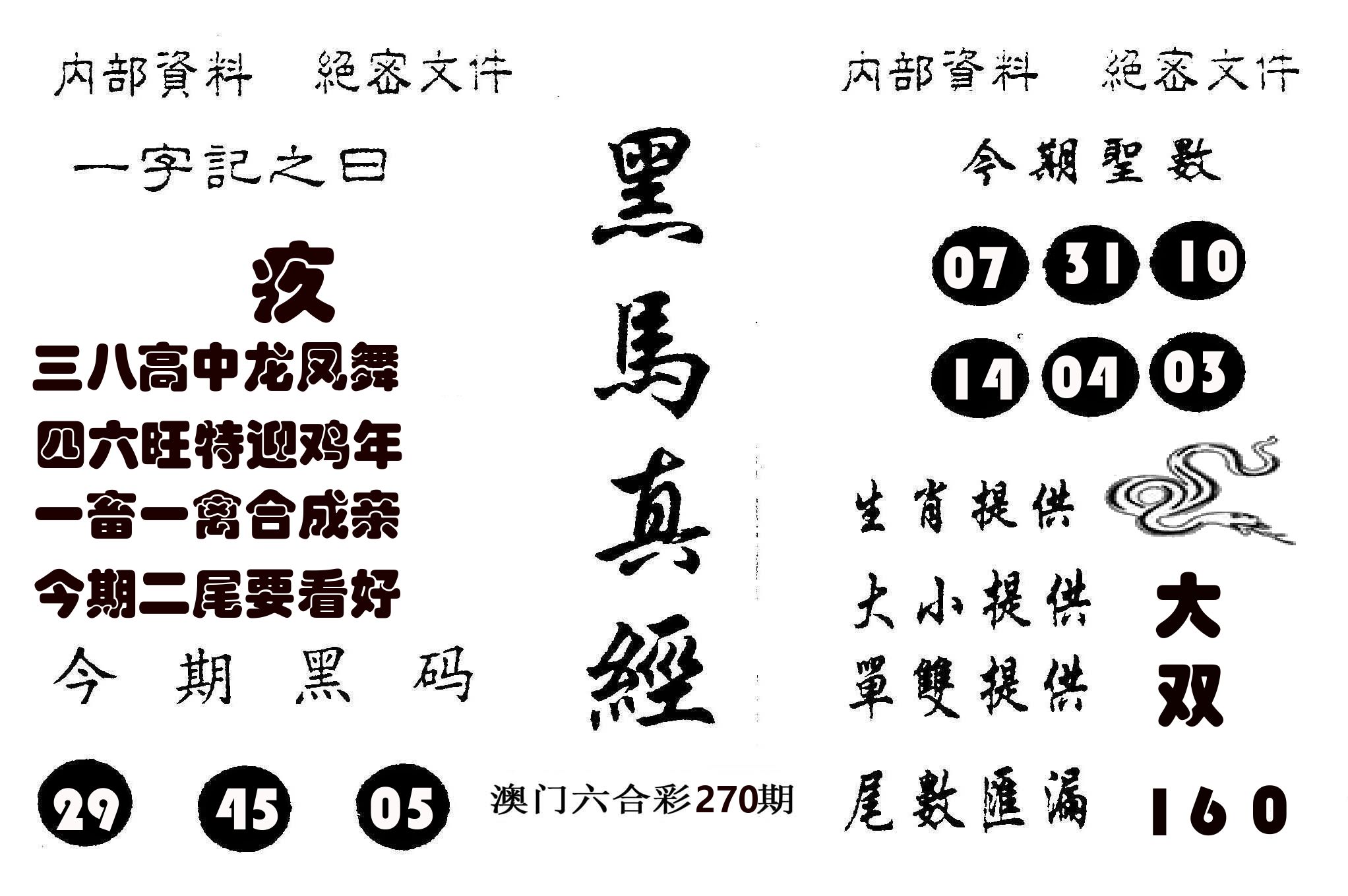黑马真经 第270期