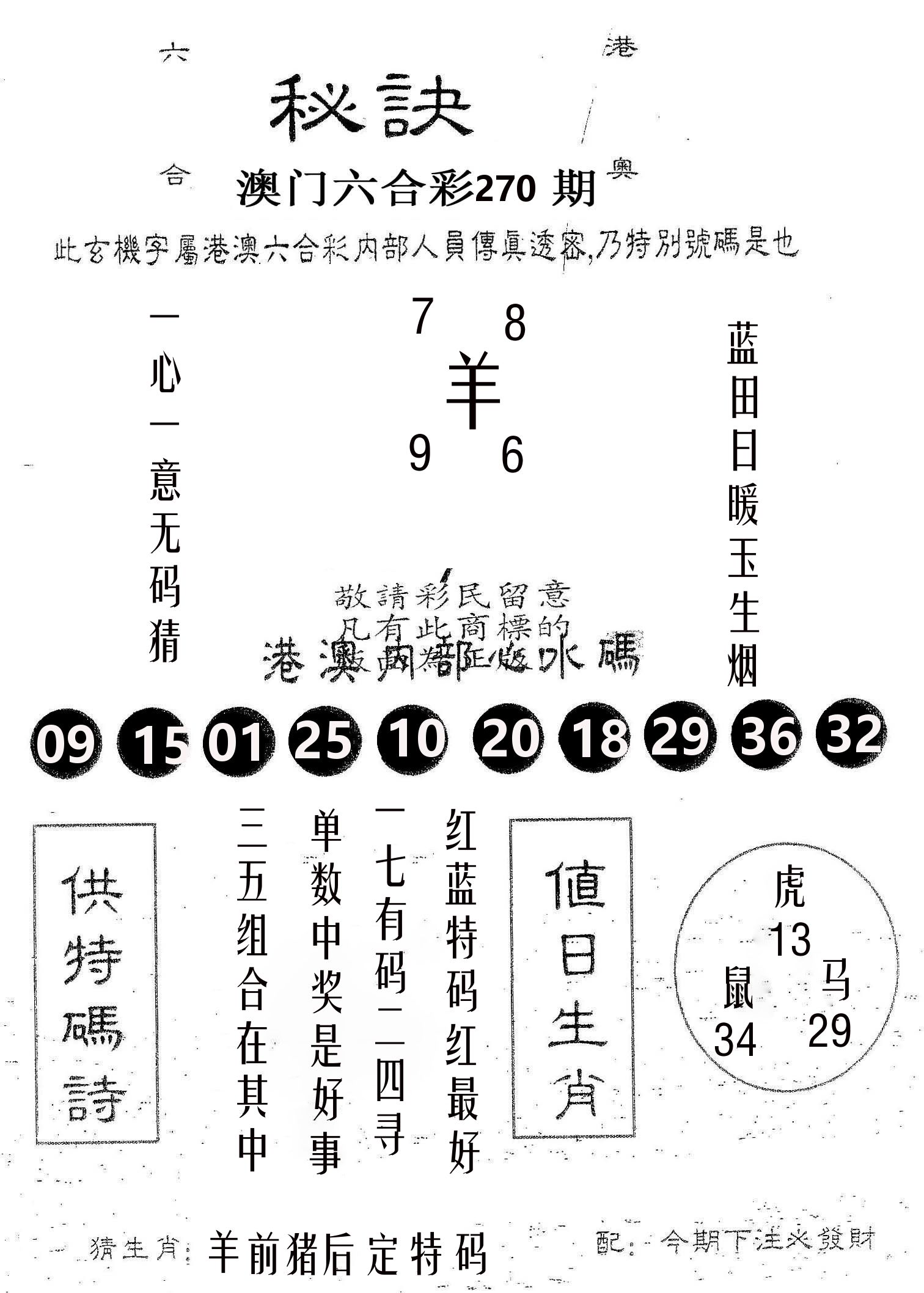 秘决 第270期