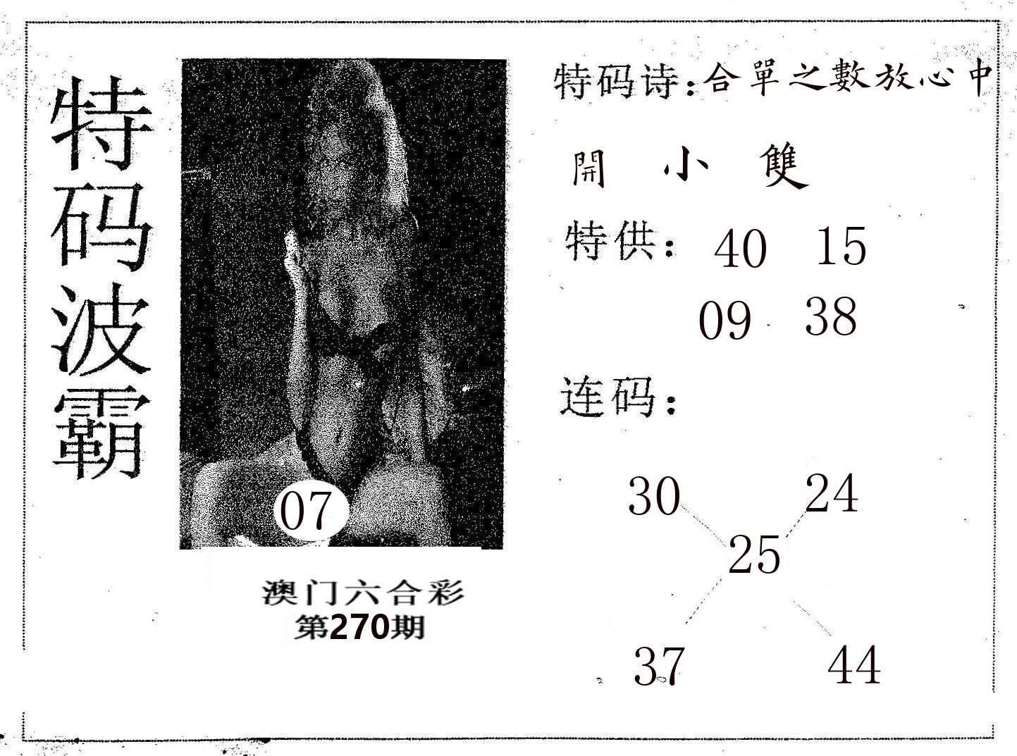 特码波霸 第270期