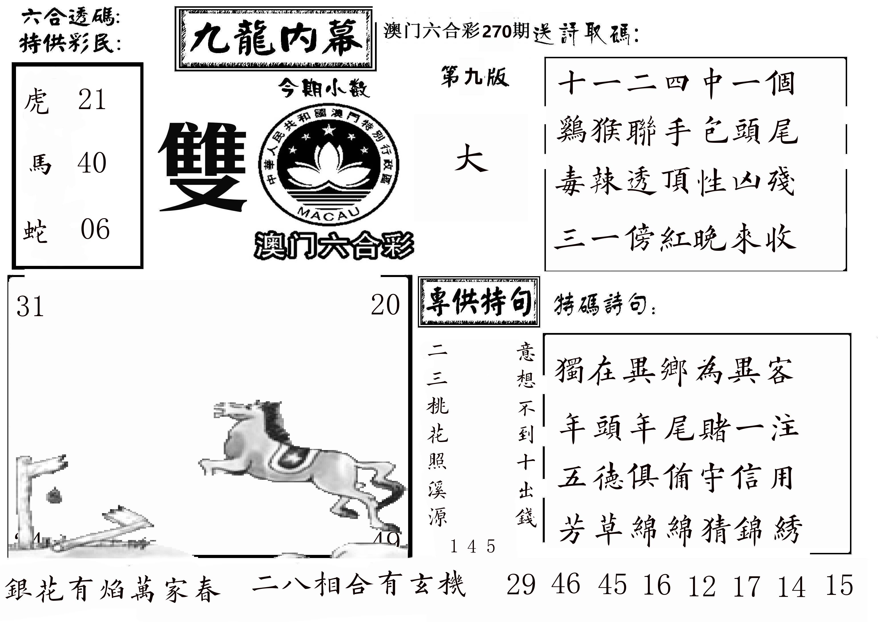 澳门传真3 第270期