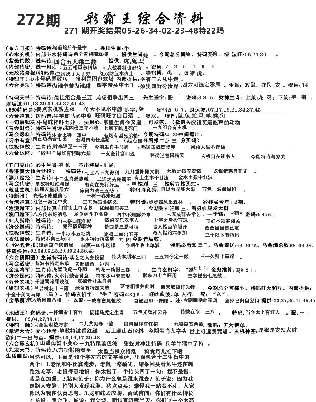 澳门综合资料 第272期