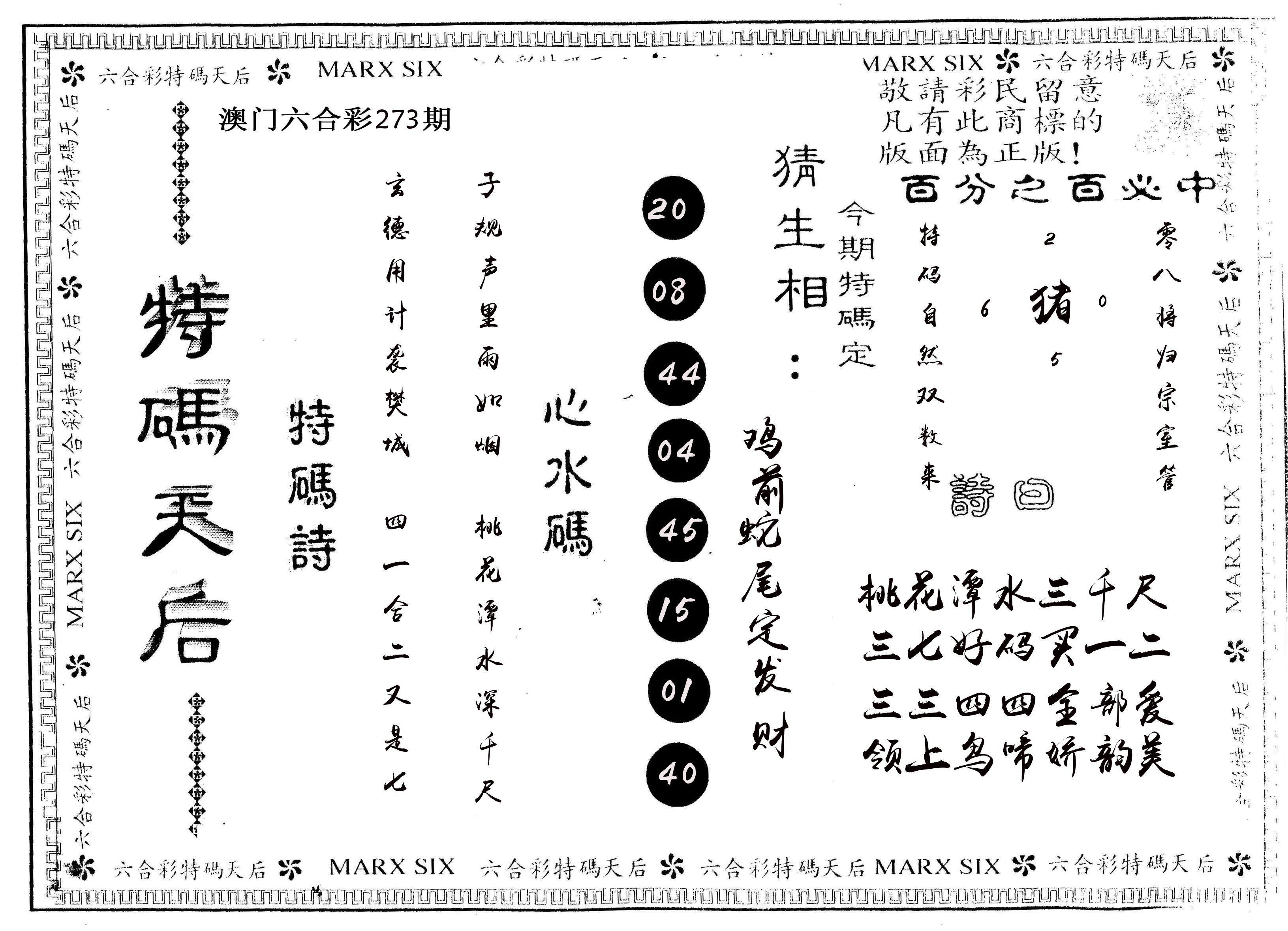 另版特码天后 第273期