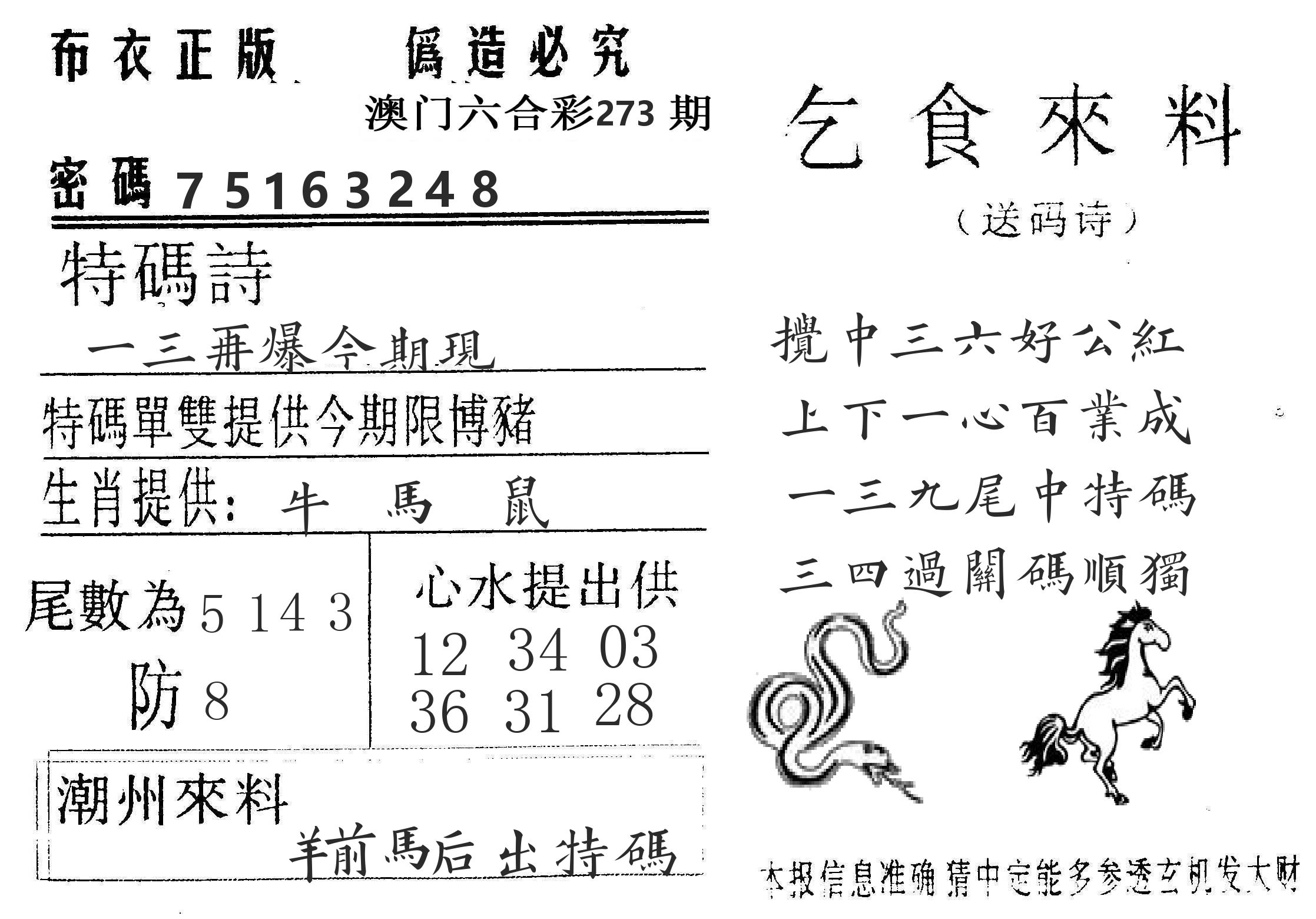 千禧码王 第273期