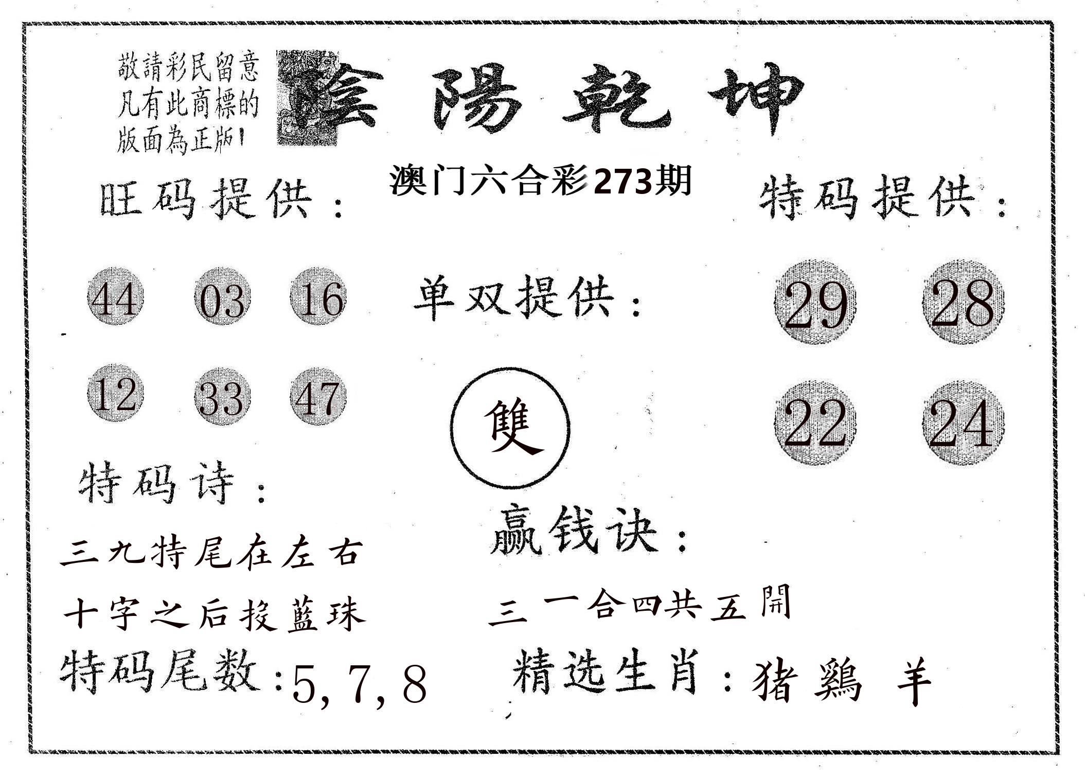 阴阳乾坤 第273期