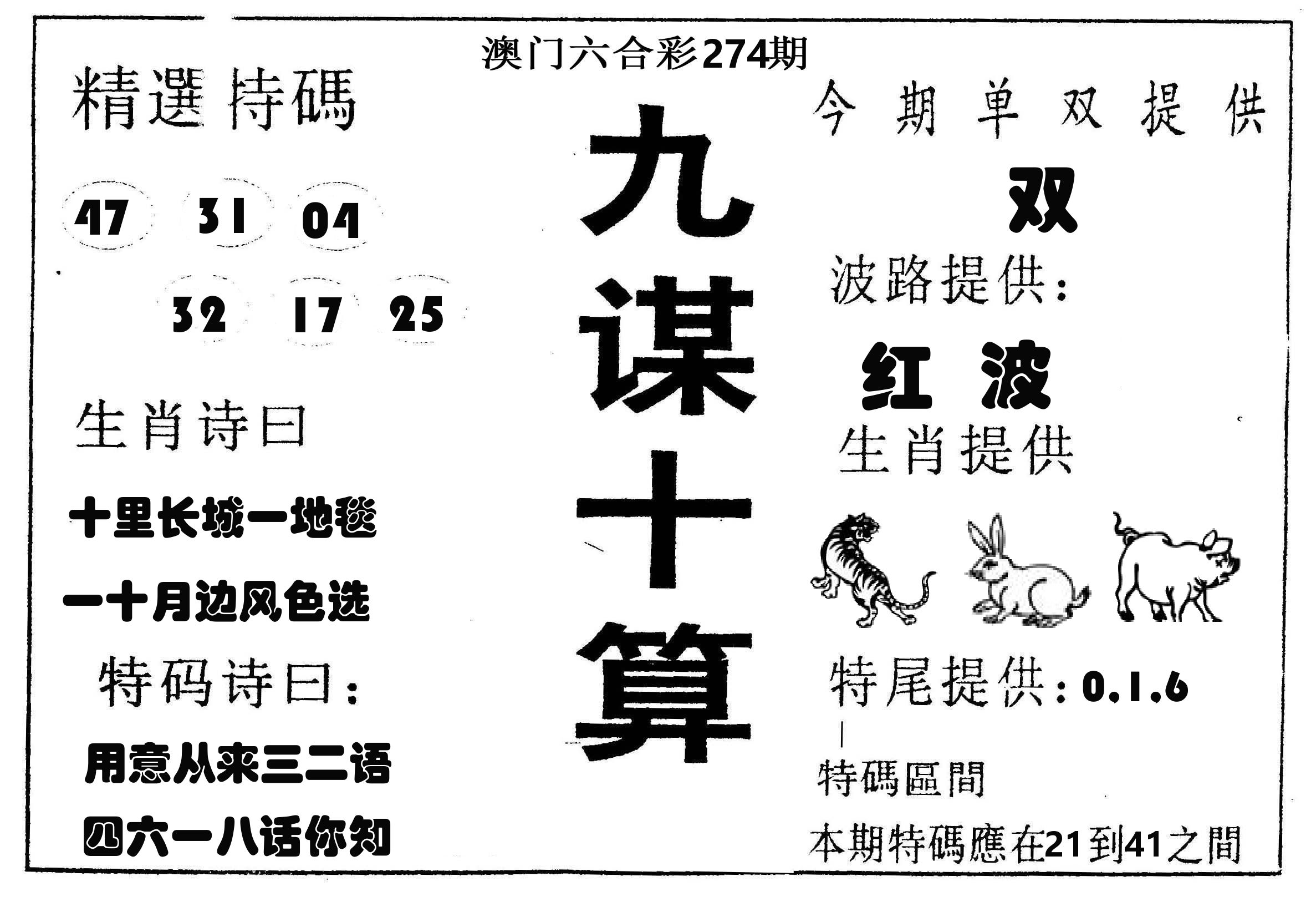 九谋十算 第274期