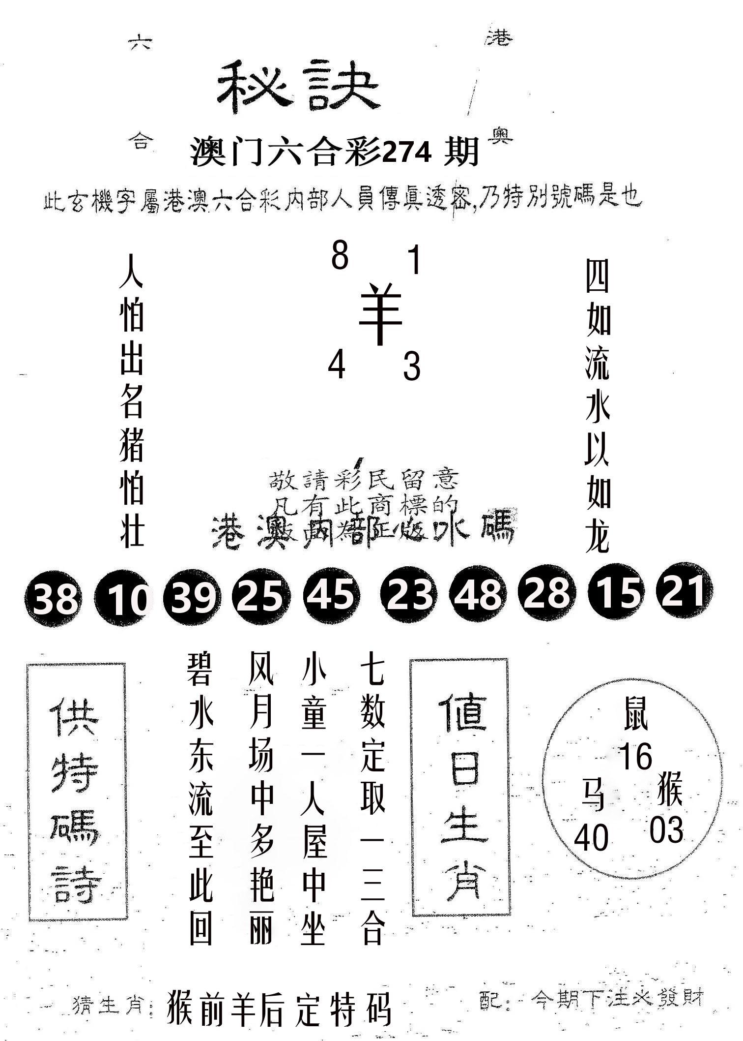 秘决 第274期