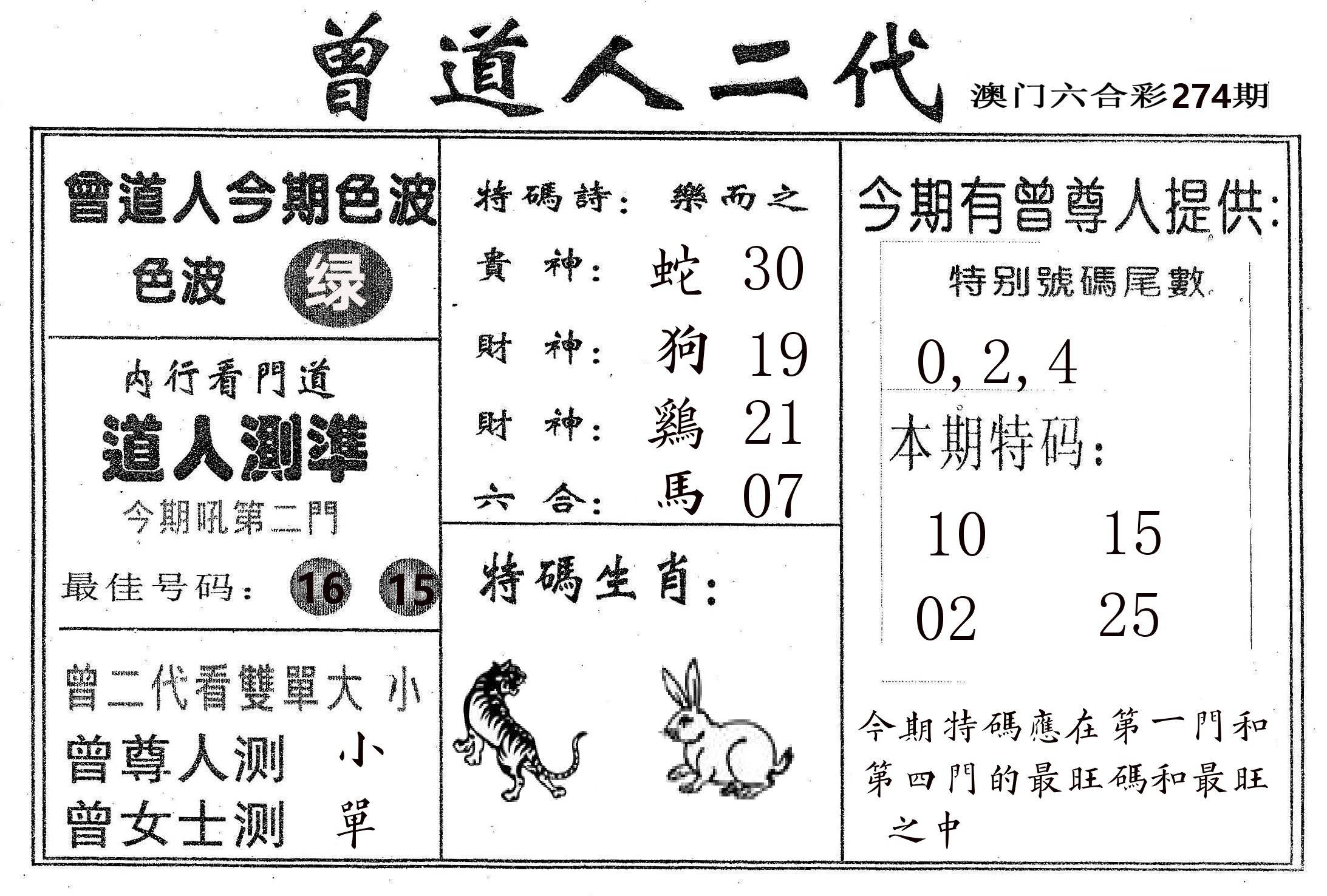 曾二代 第274期
