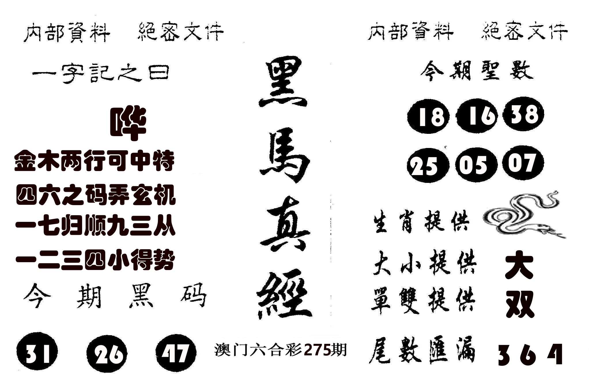 黑马真经 第275期