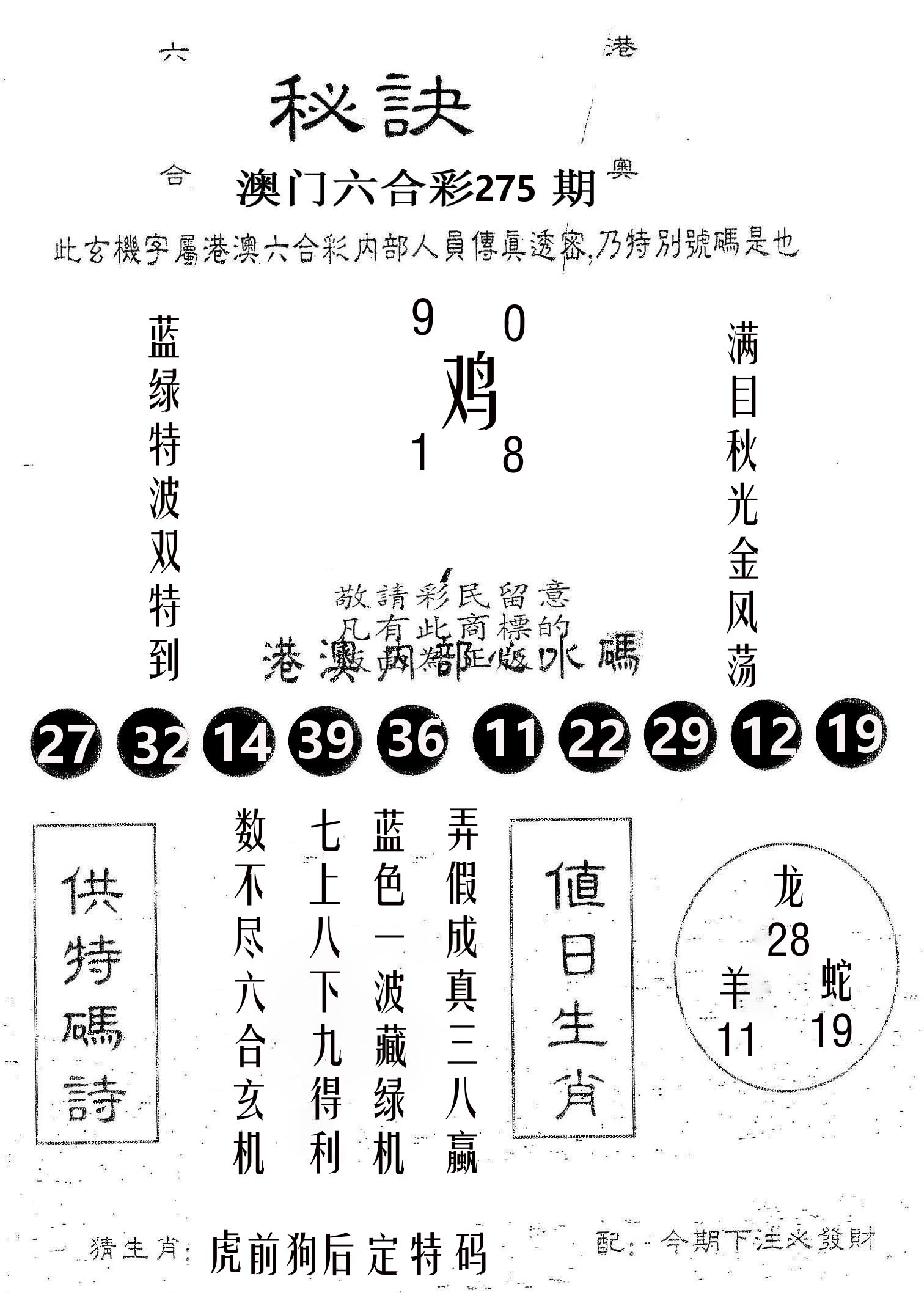 秘决 第275期