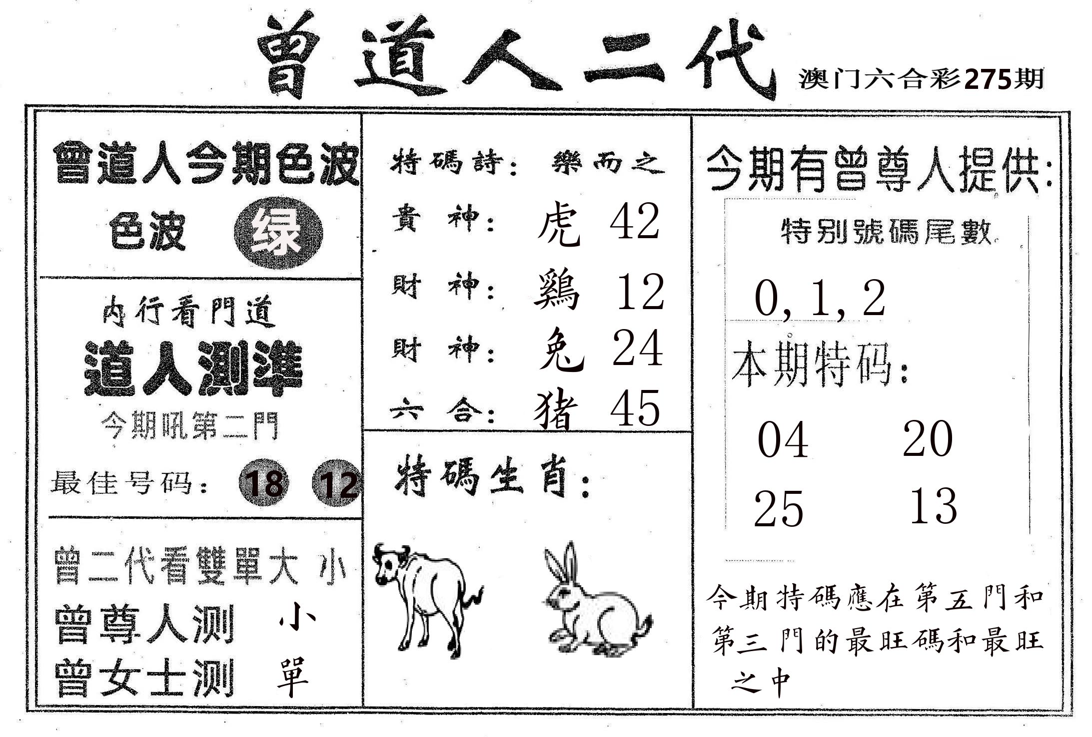 曾二代 第275期