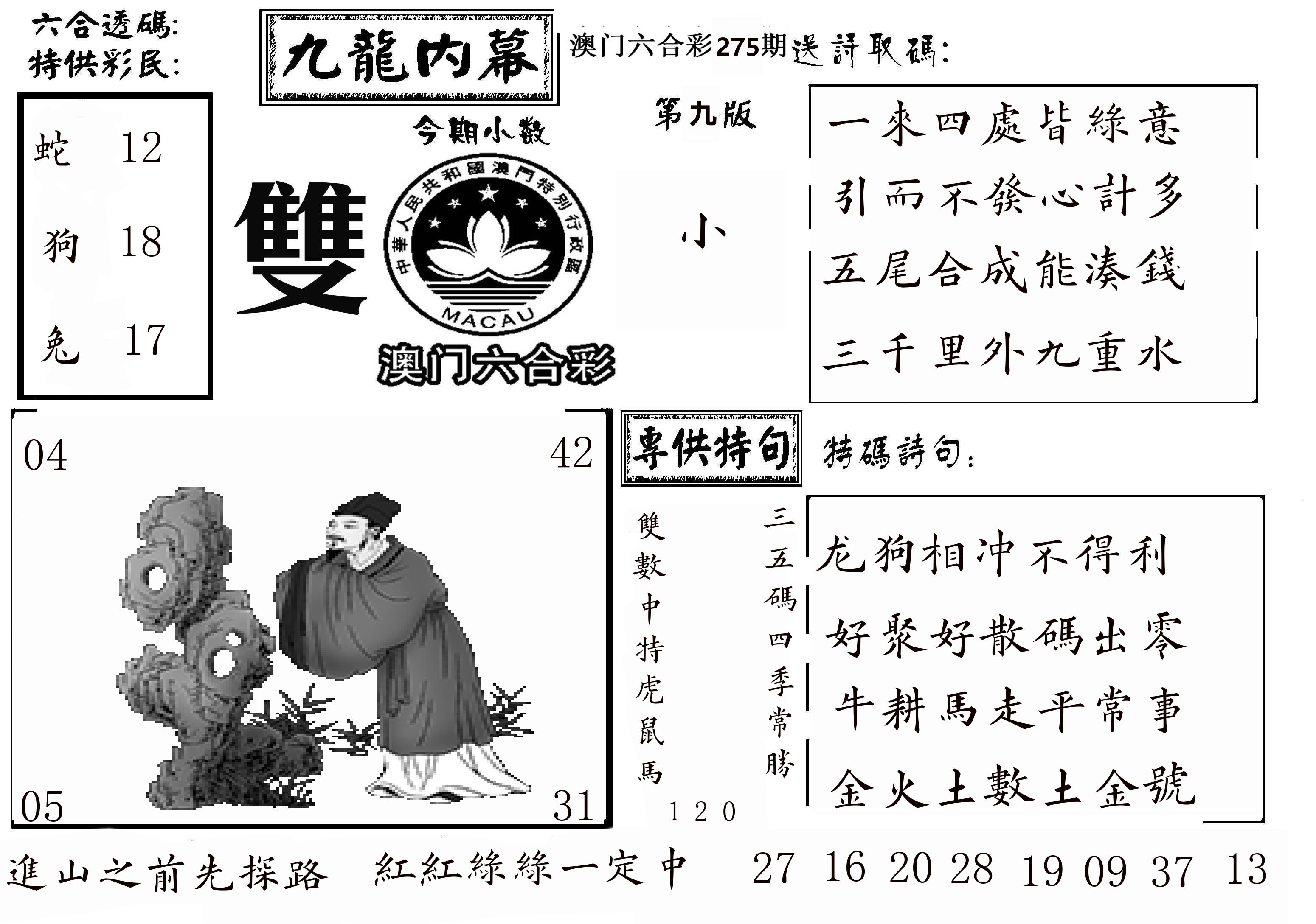 澳门传真3 第275期