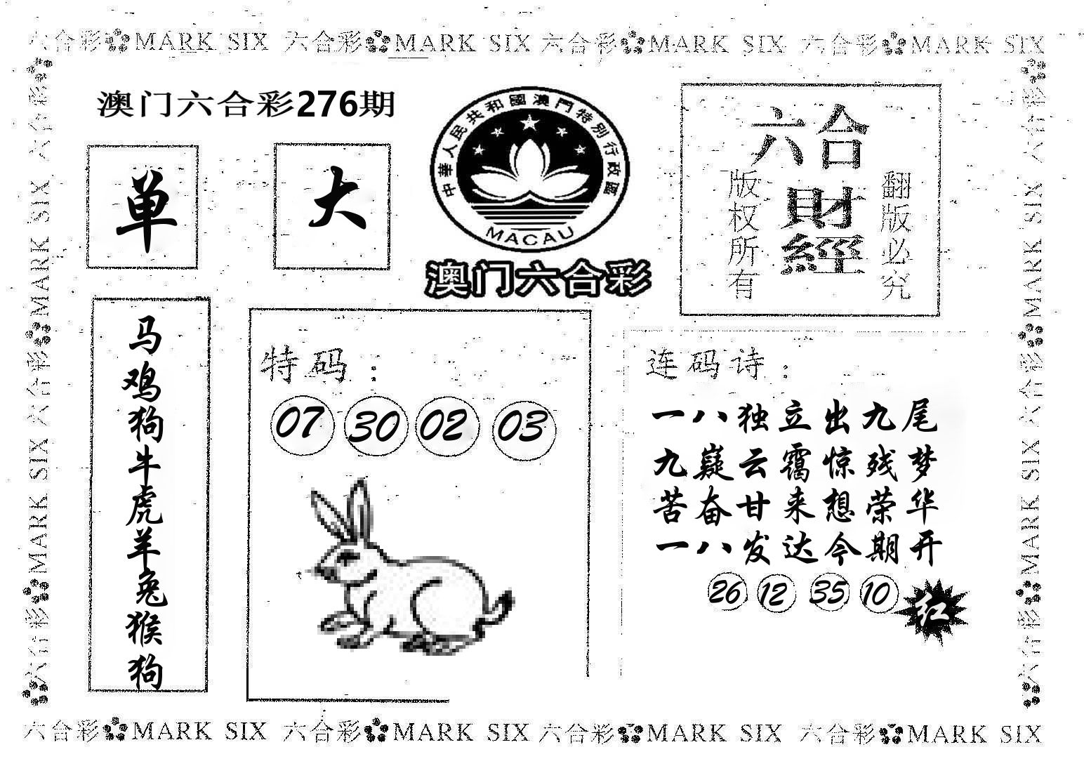 六合财经 第276期