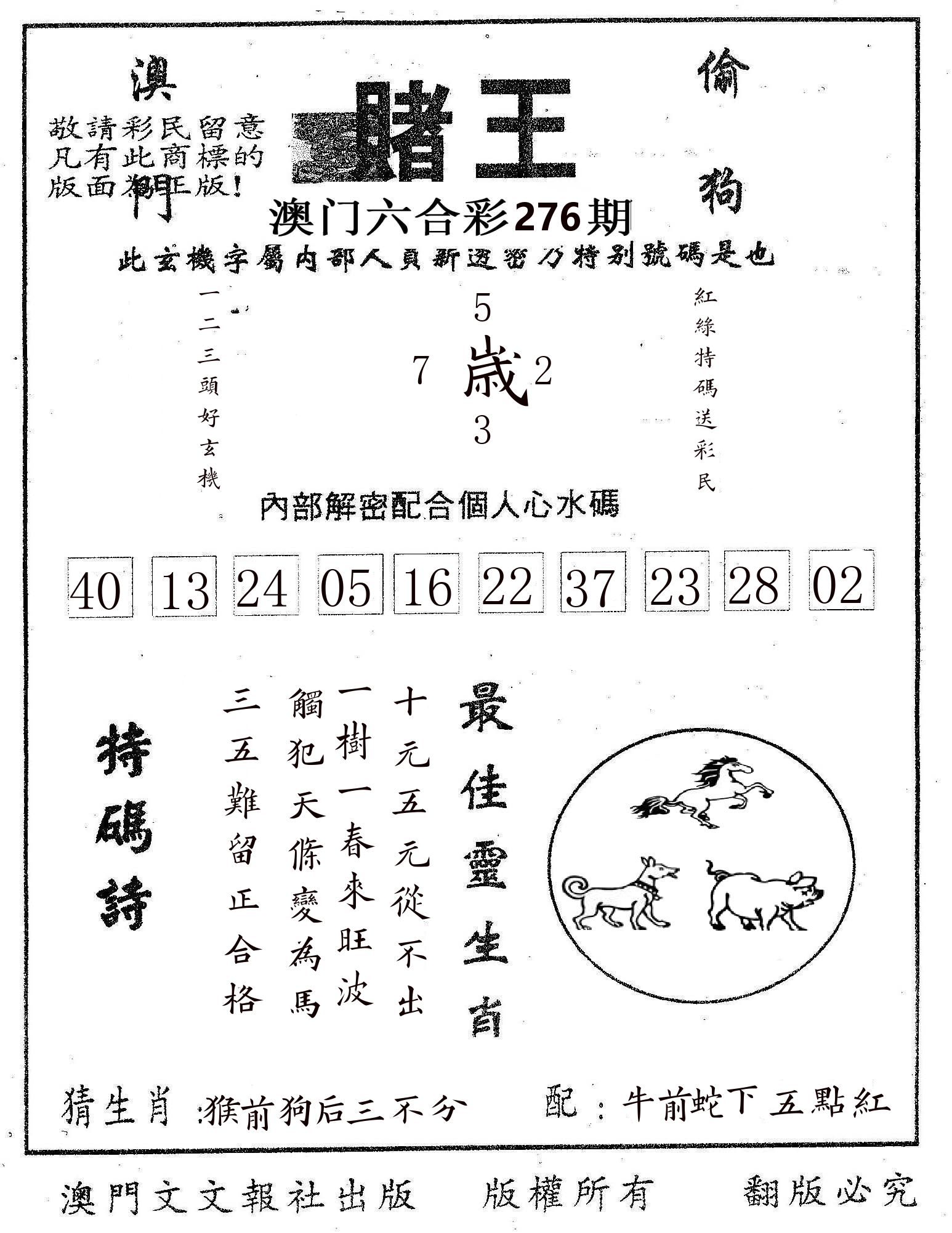 赌王 第276期