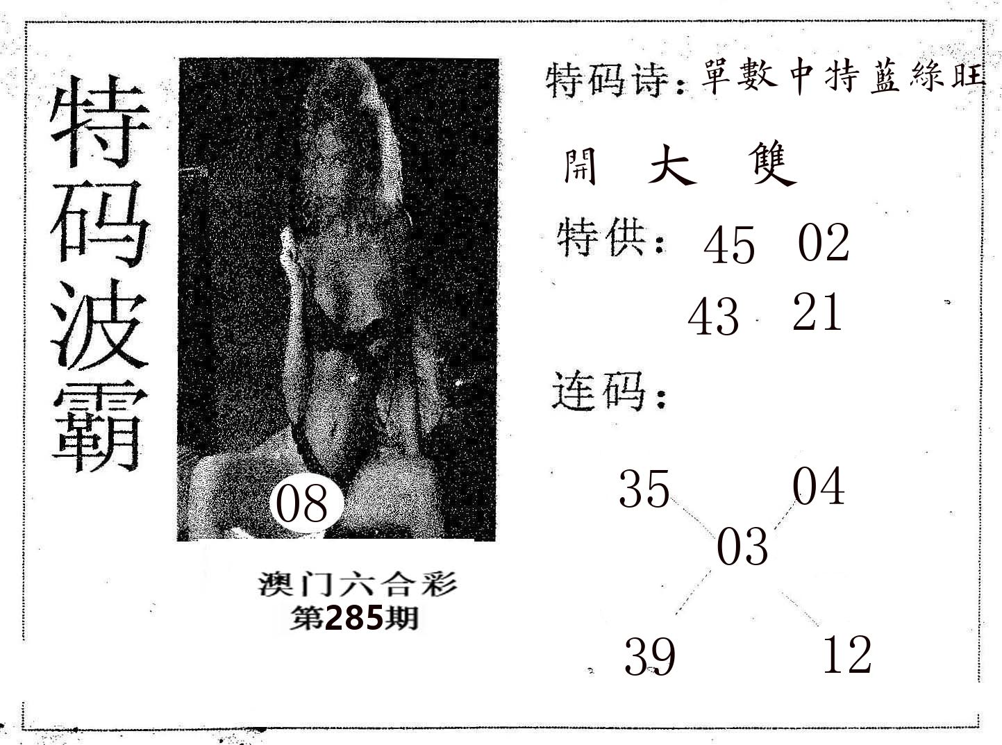 特码波霸 第285期