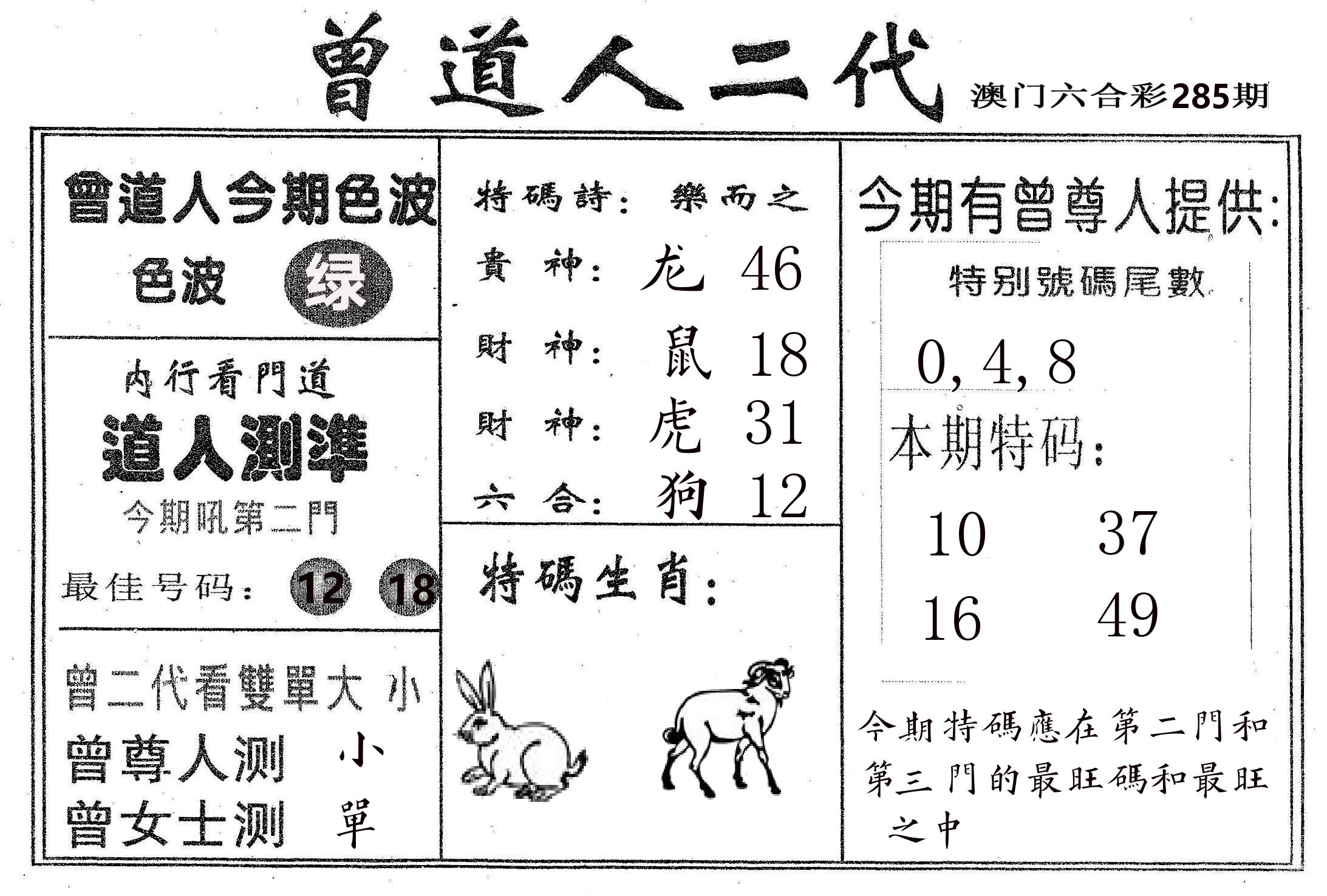 曾二代 第285期