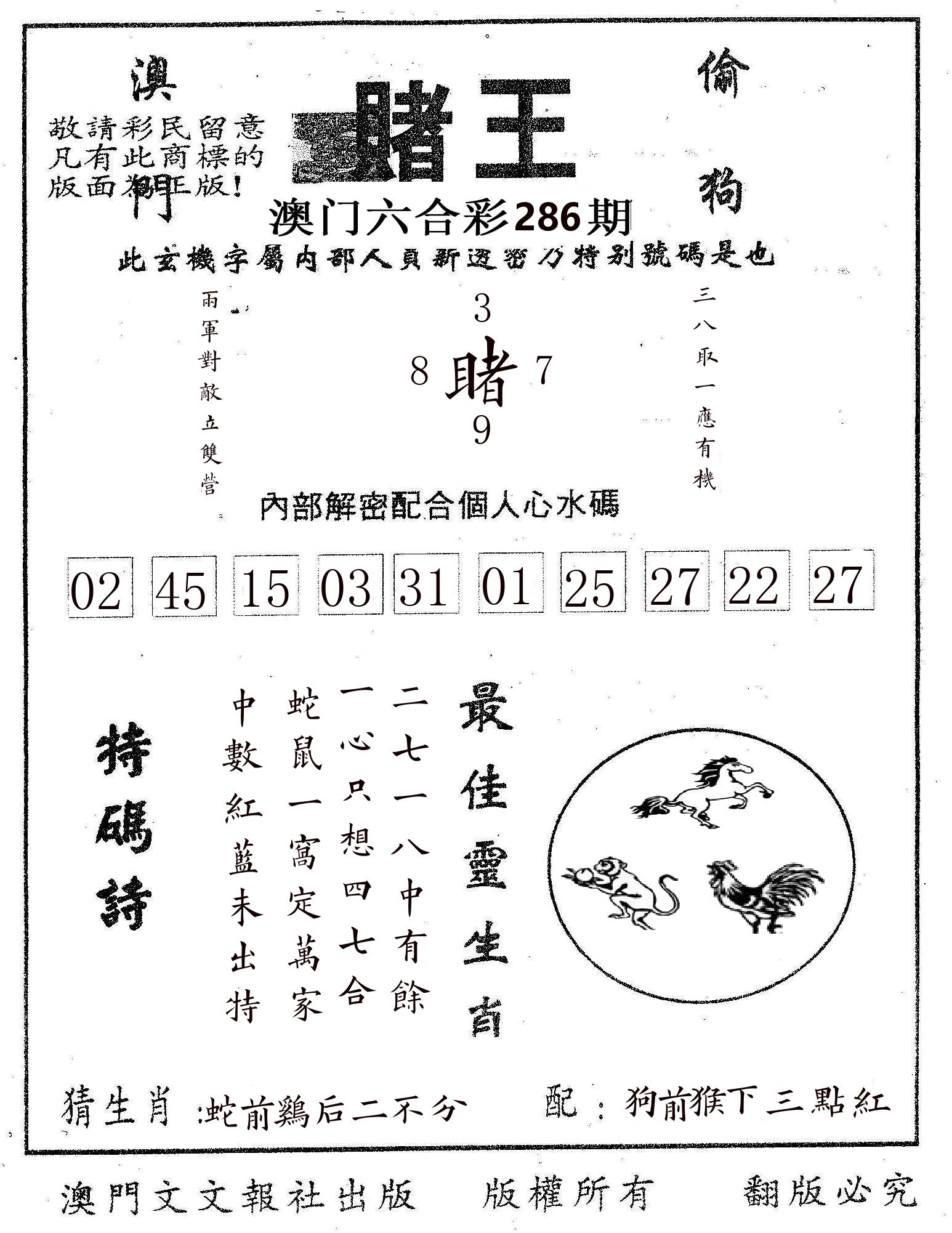 赌王 第286期