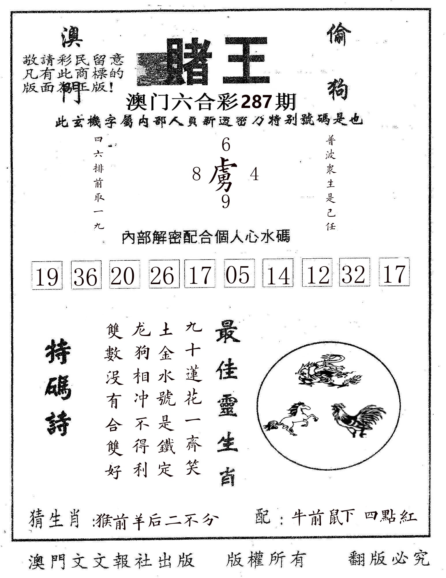 赌王 第287期