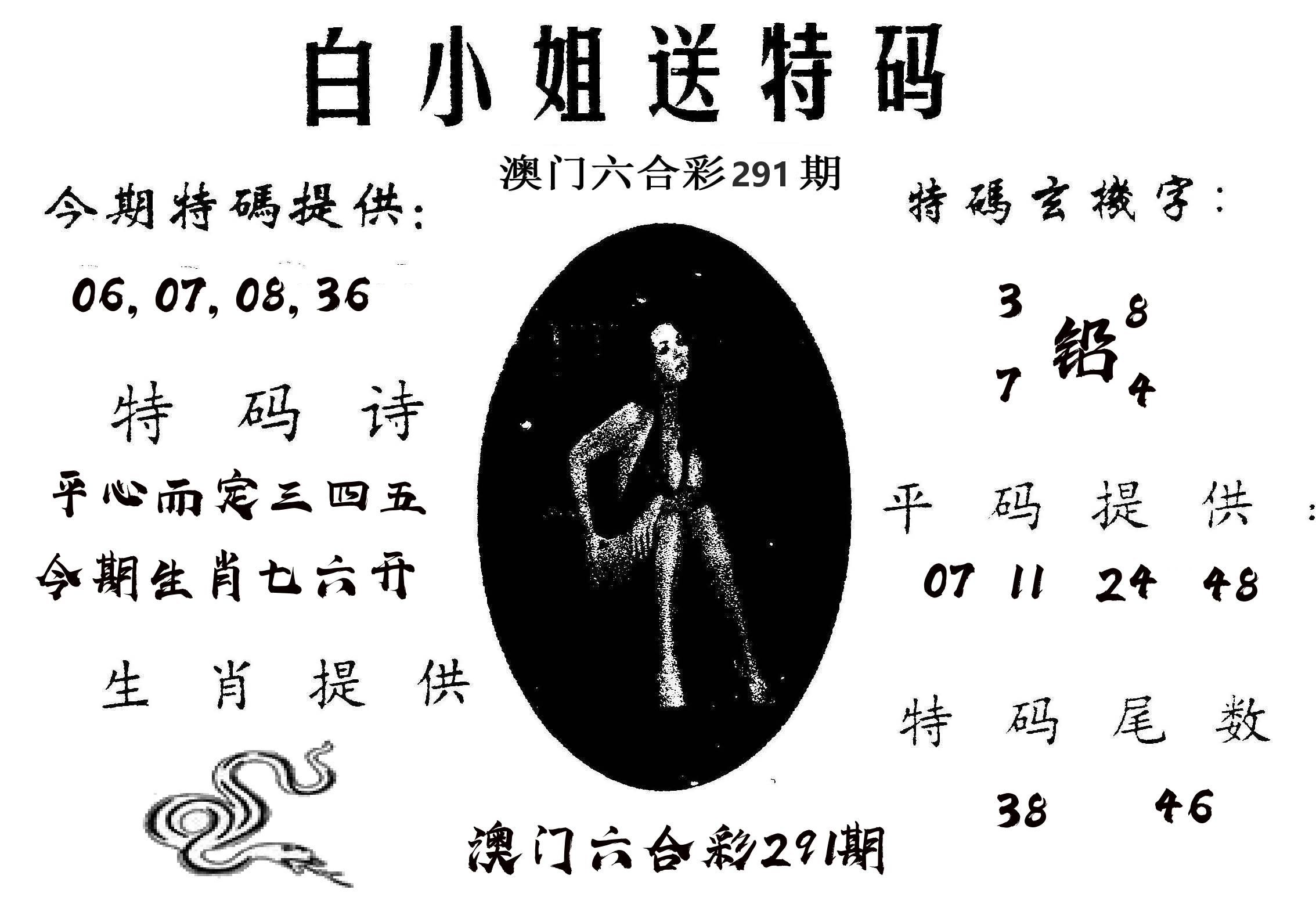 白姐送特 第291期