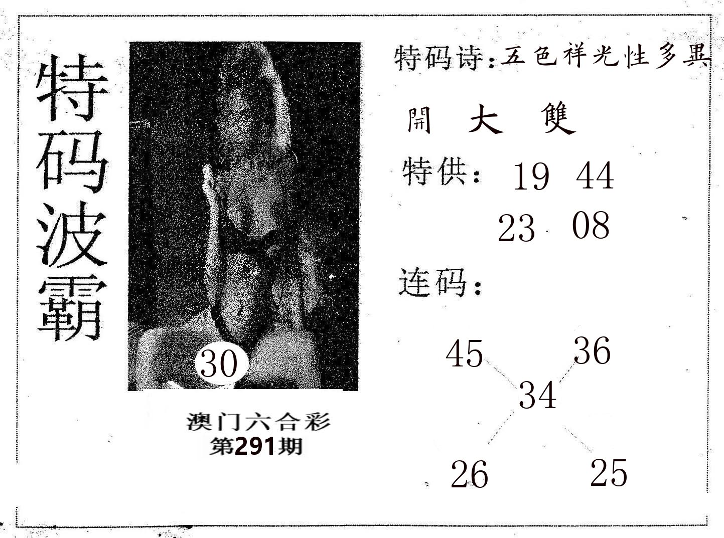 特码波霸 第291期
