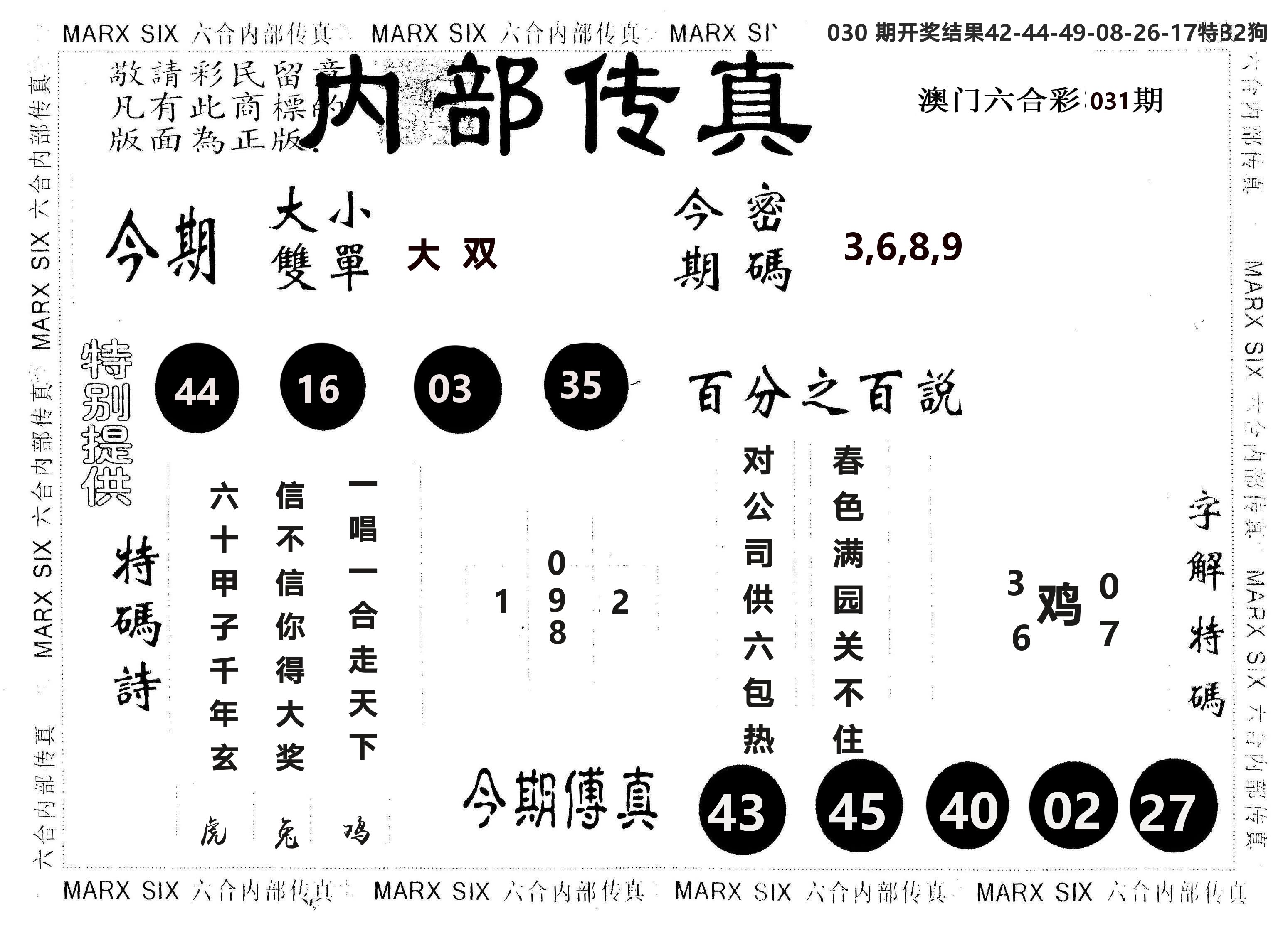 另版内部传真 第31期