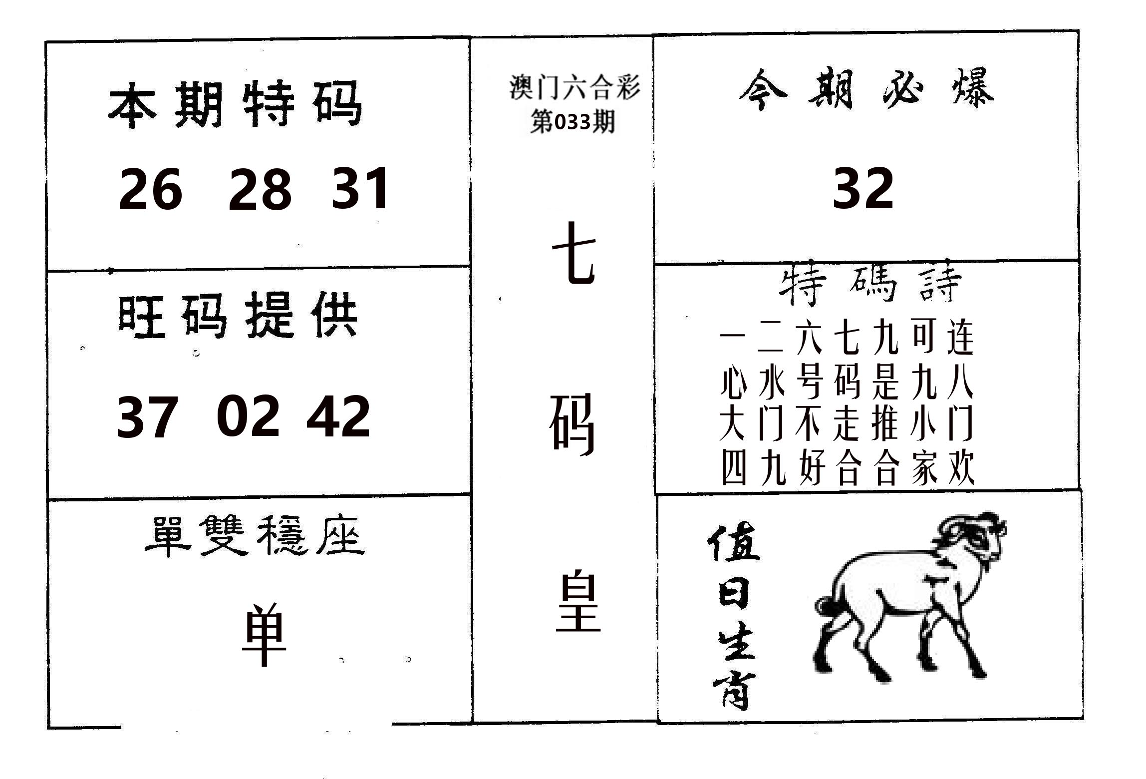 七码皇 第33期