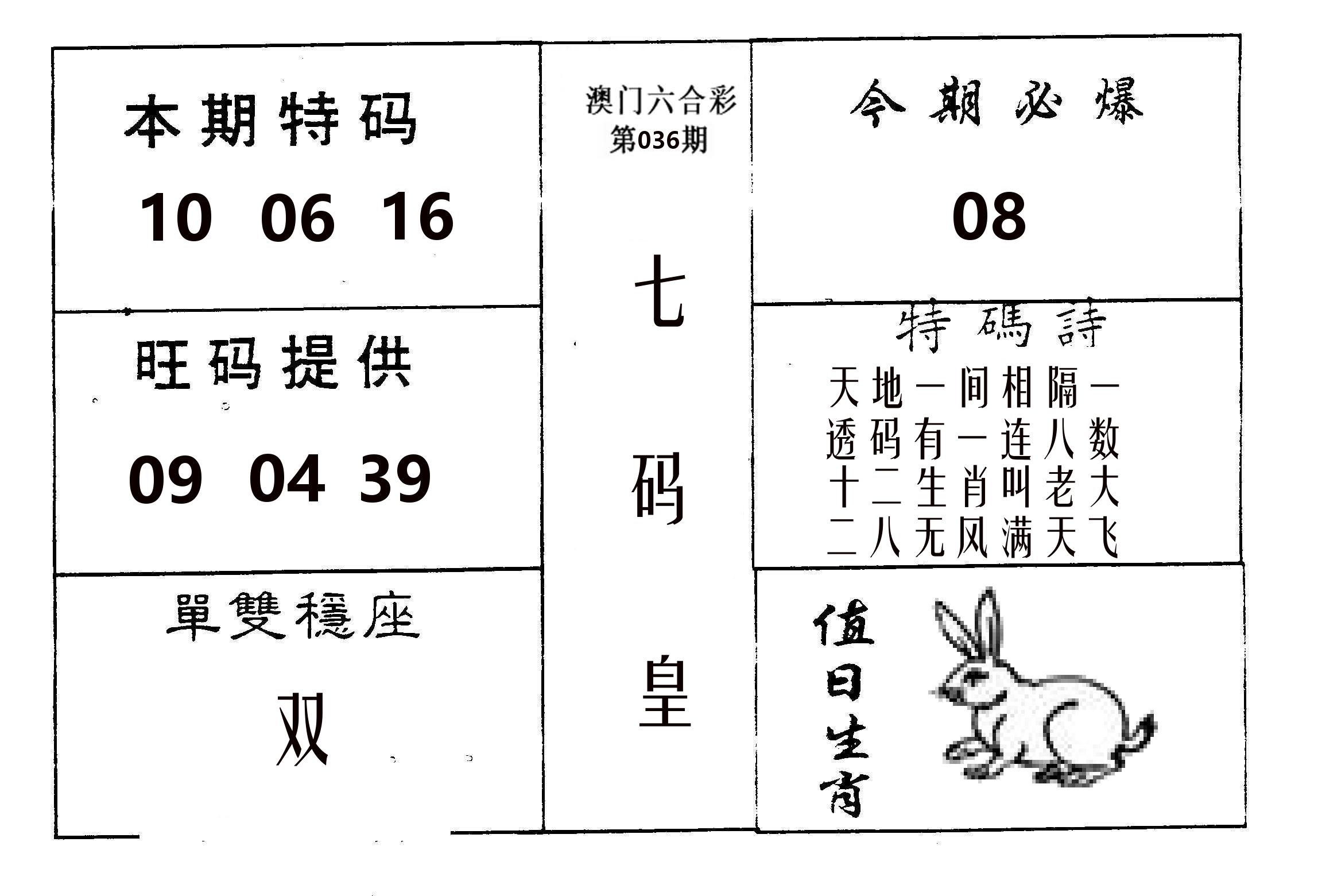 七码皇 第36期