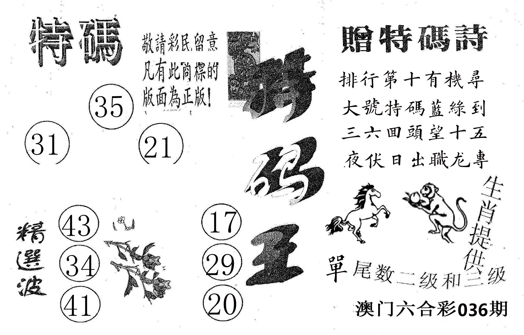 特码王A 第36期